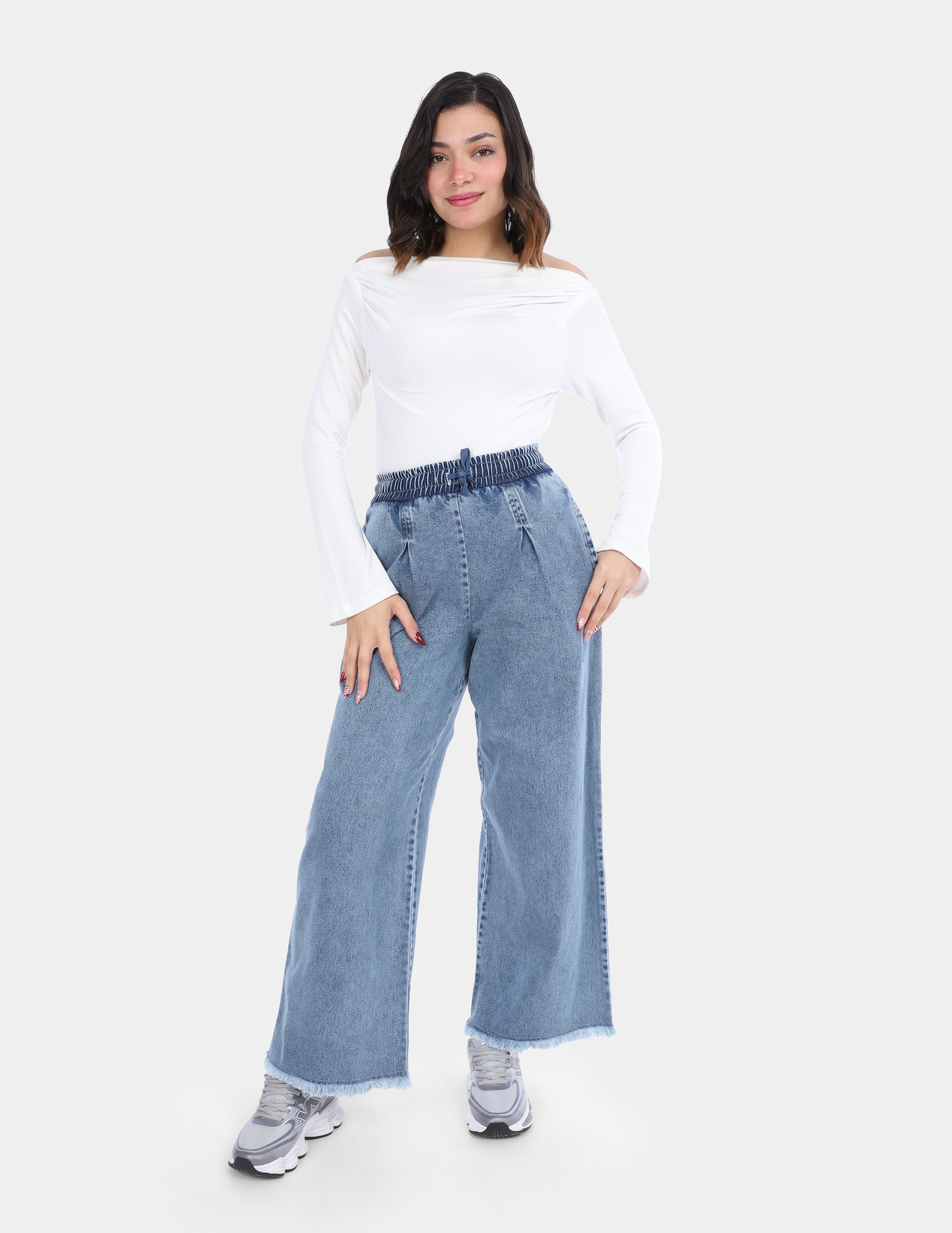 Wide Leg Denim with Elastic Waist w1696532