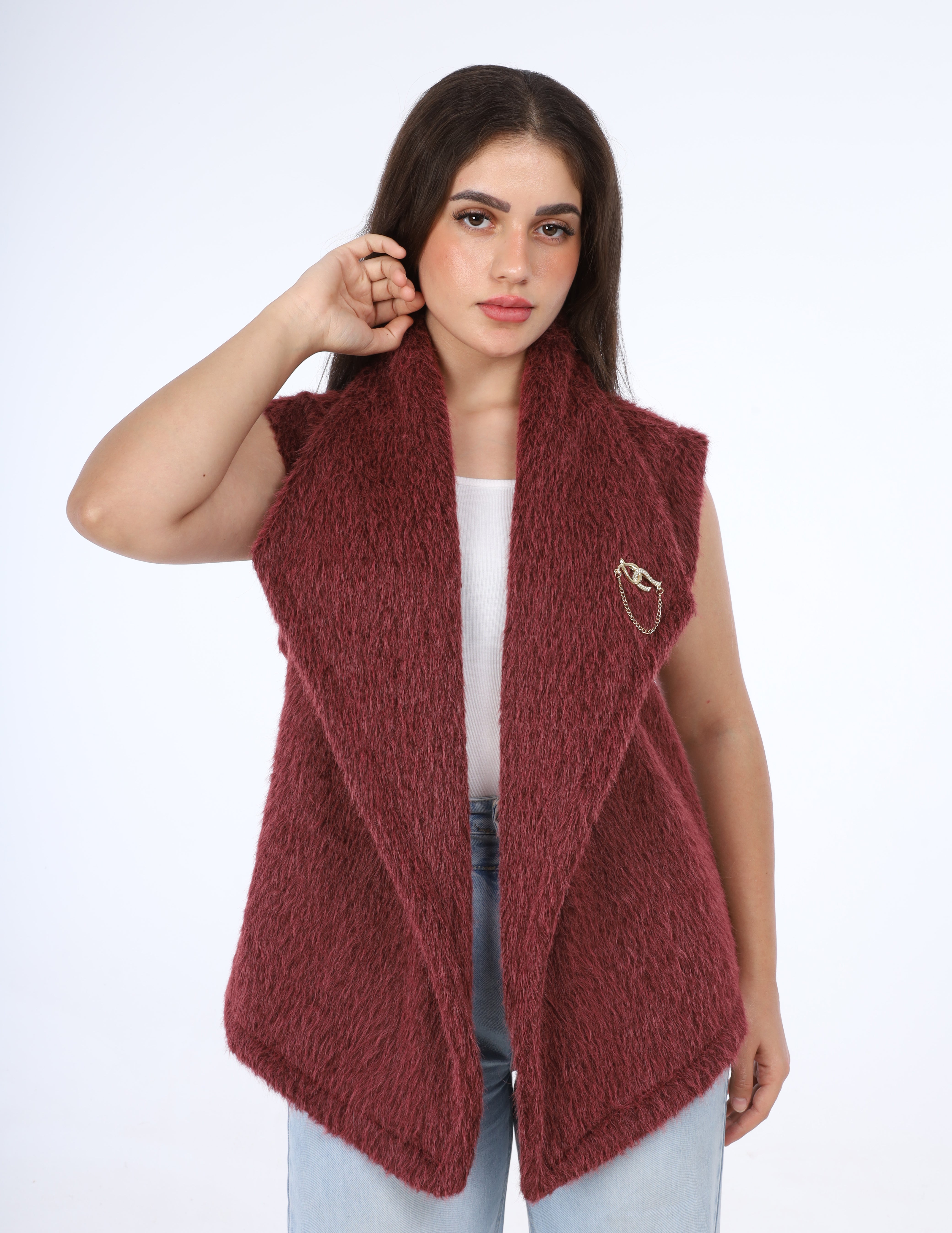 Faux Fur sleeveless Vest w1700A2620