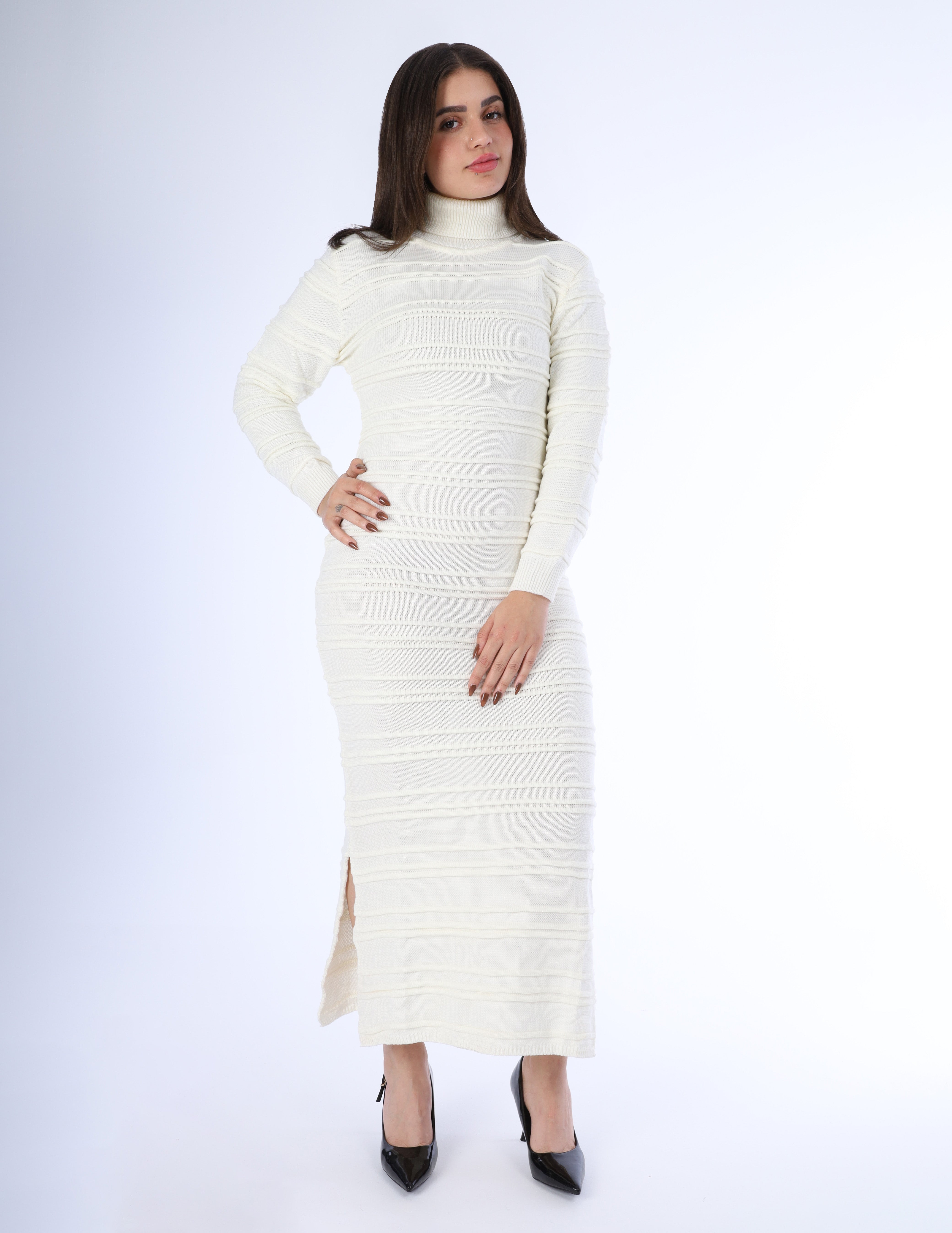 Ribbed Turtleneck Maxi Dress w1700T2808