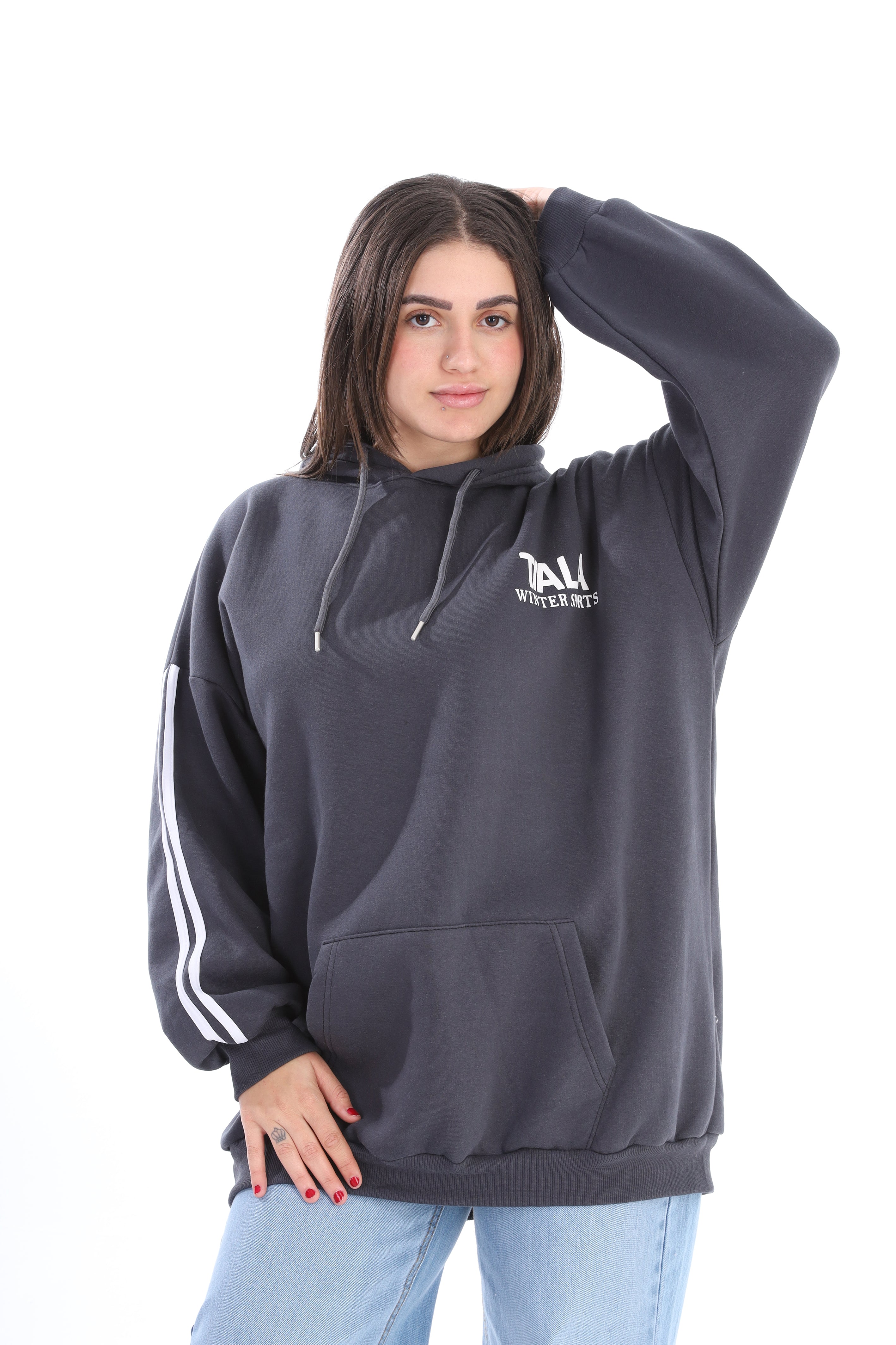 Casual Fleece Hoodie with Front Pocket  w1700W281