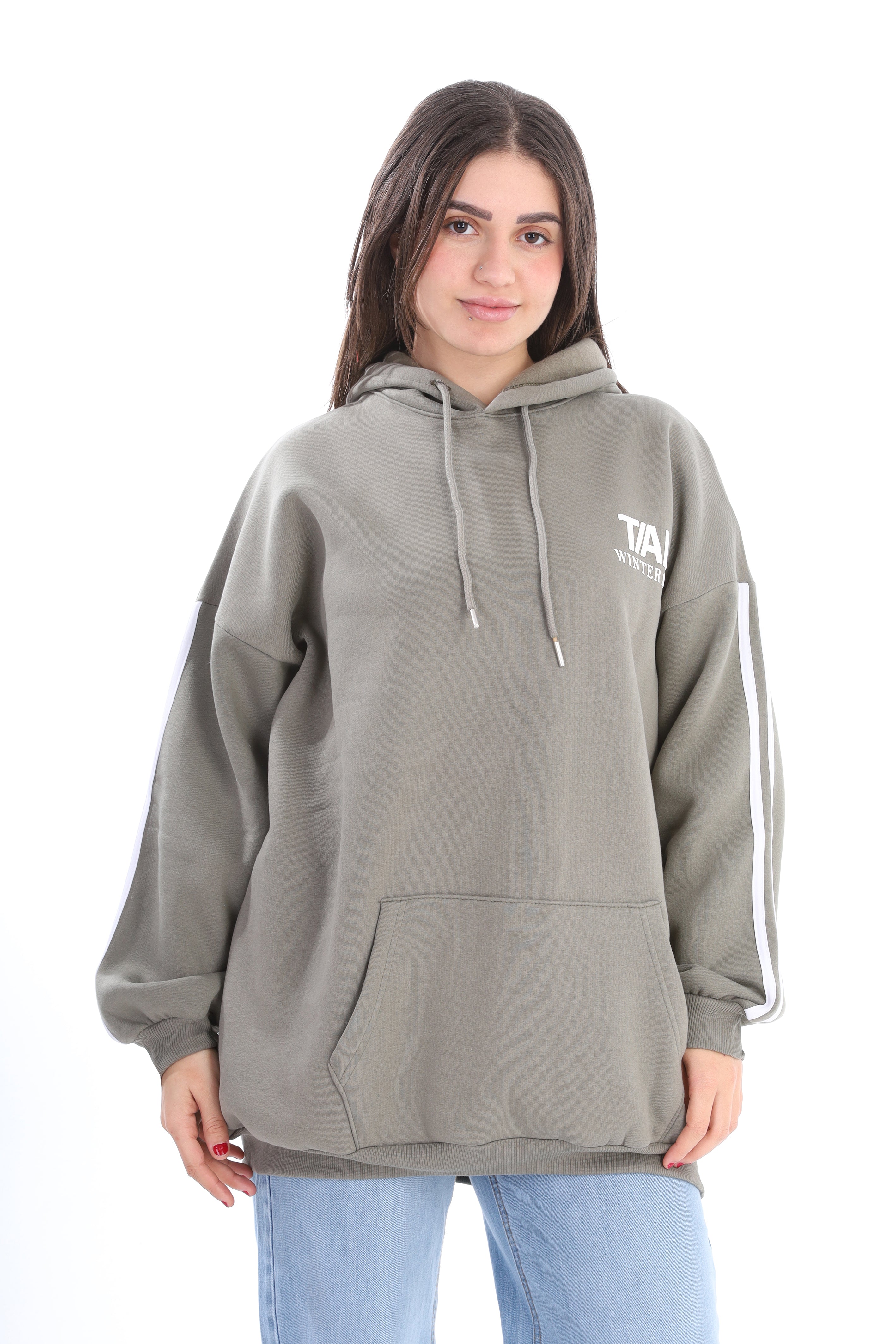 Casual Fleece Hoodie with Front Pocket  w1700W281