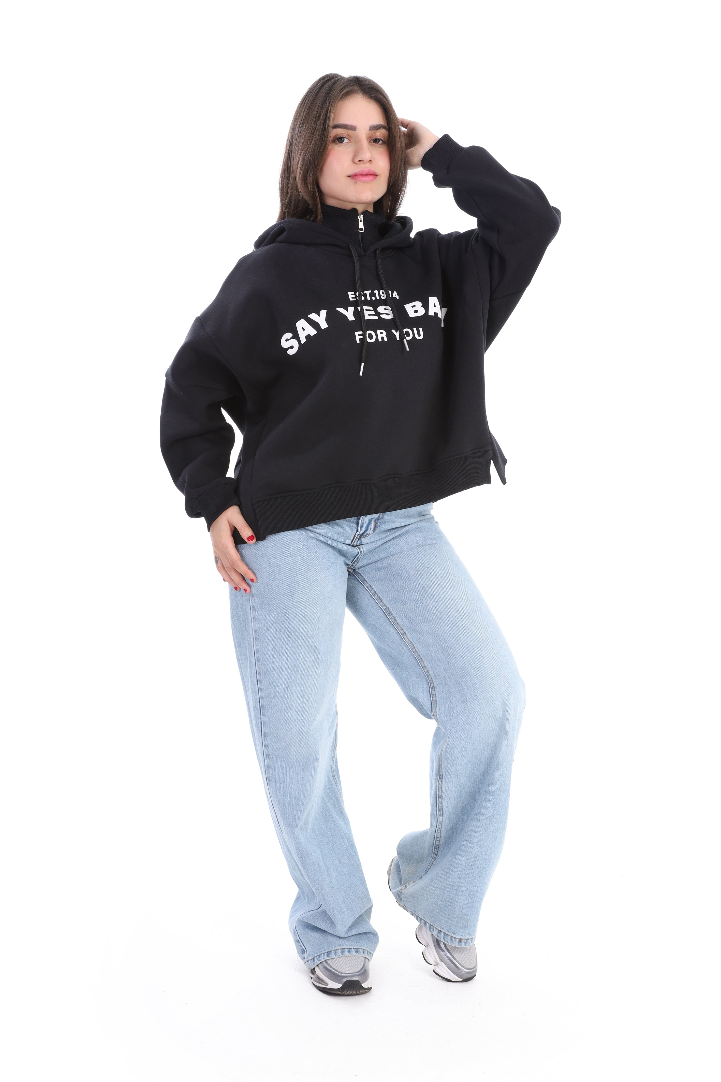 Comfort Half-Zip Hoodie with Hood w1700W284