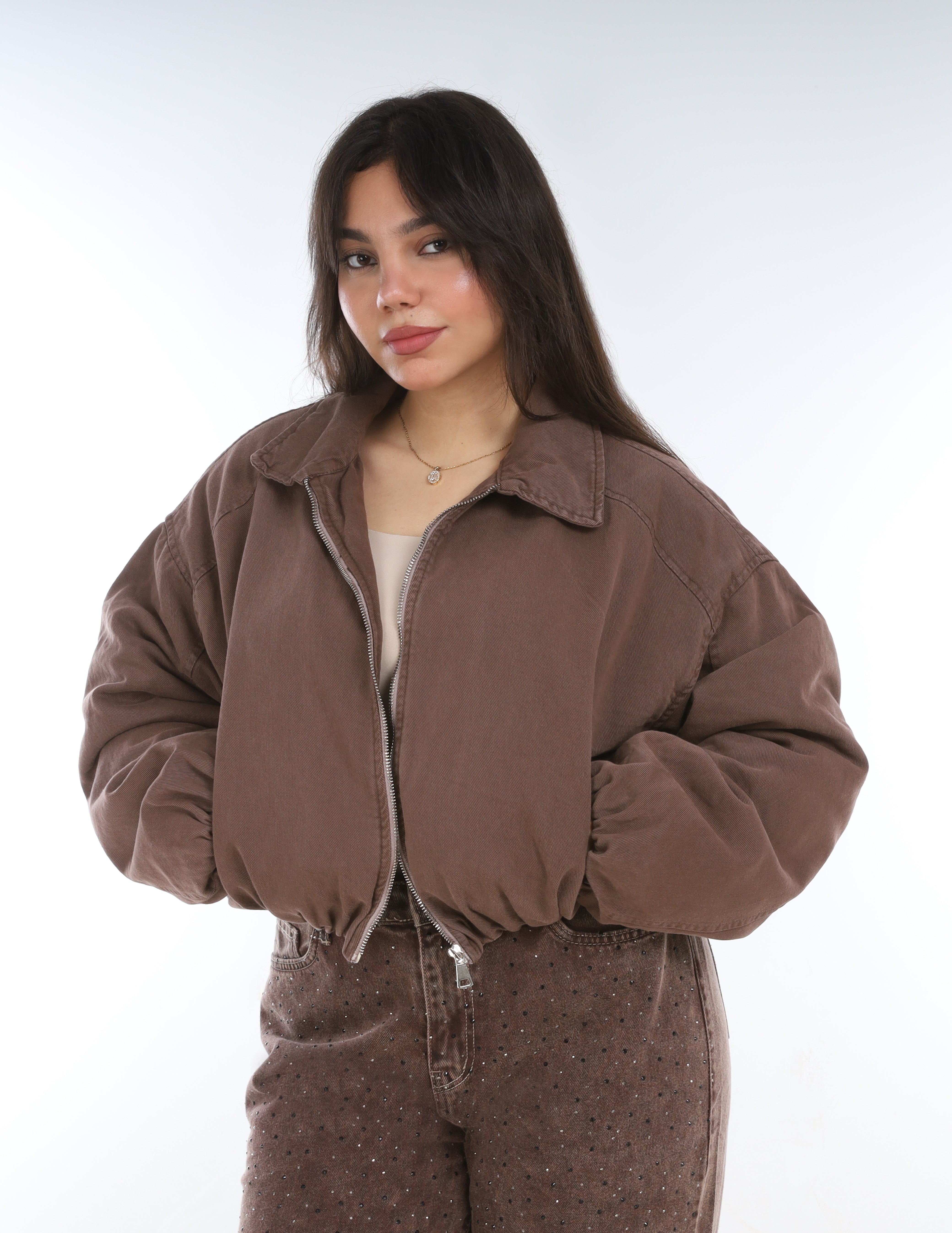 Oversized Denim Zip Jacket w17011521