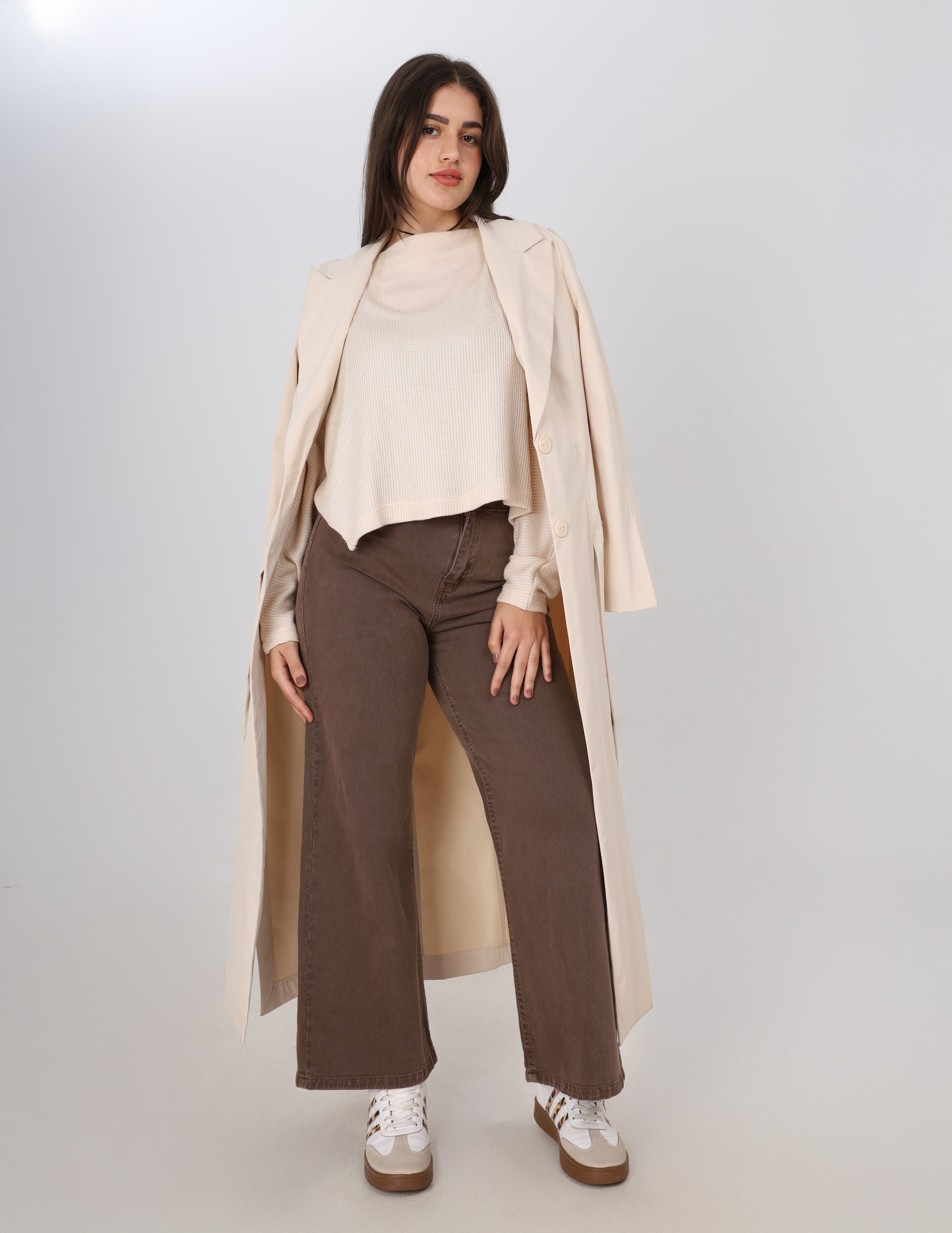 Wide-Leg Denim Trousers w17012634