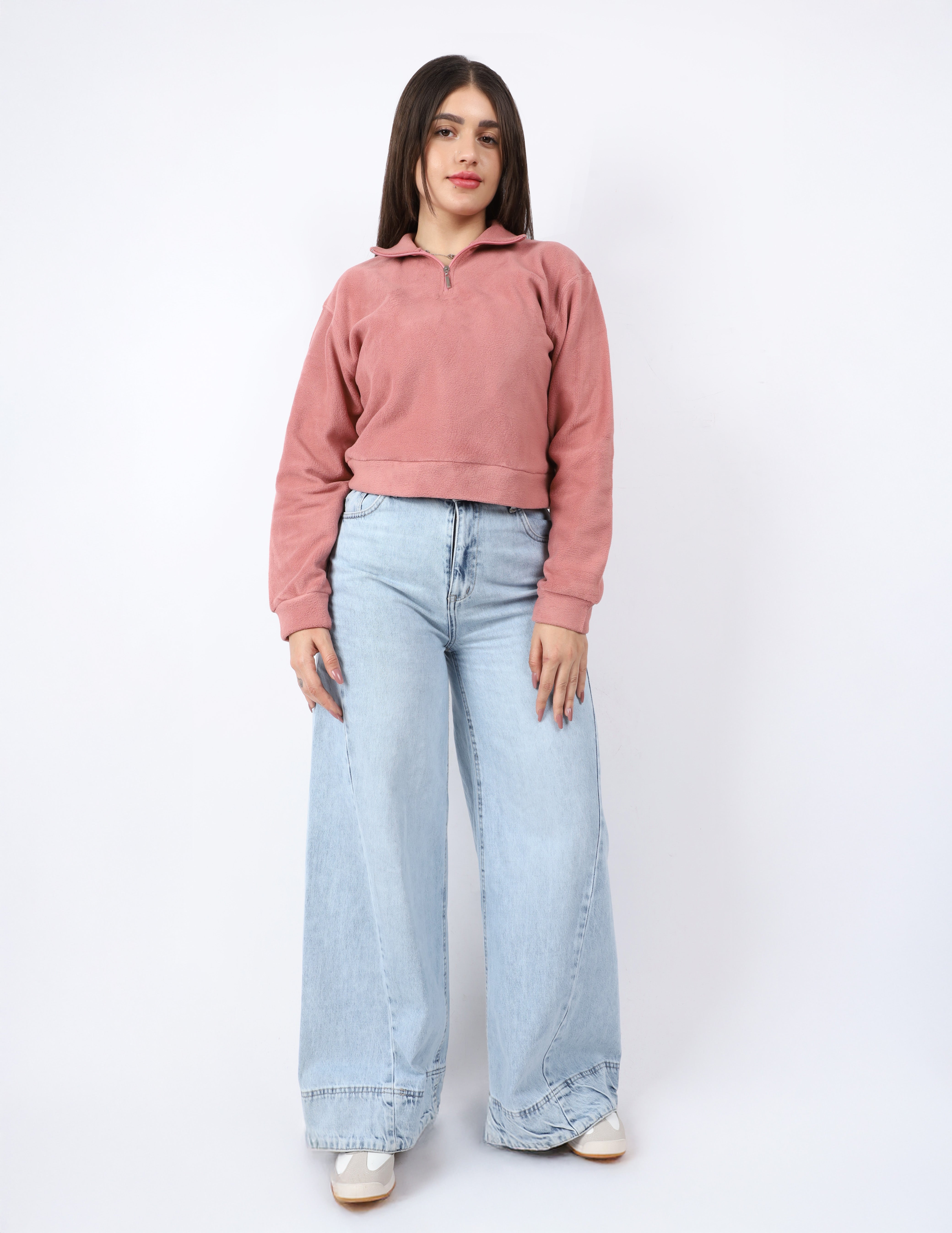 High waist wide leg jeans w17012875