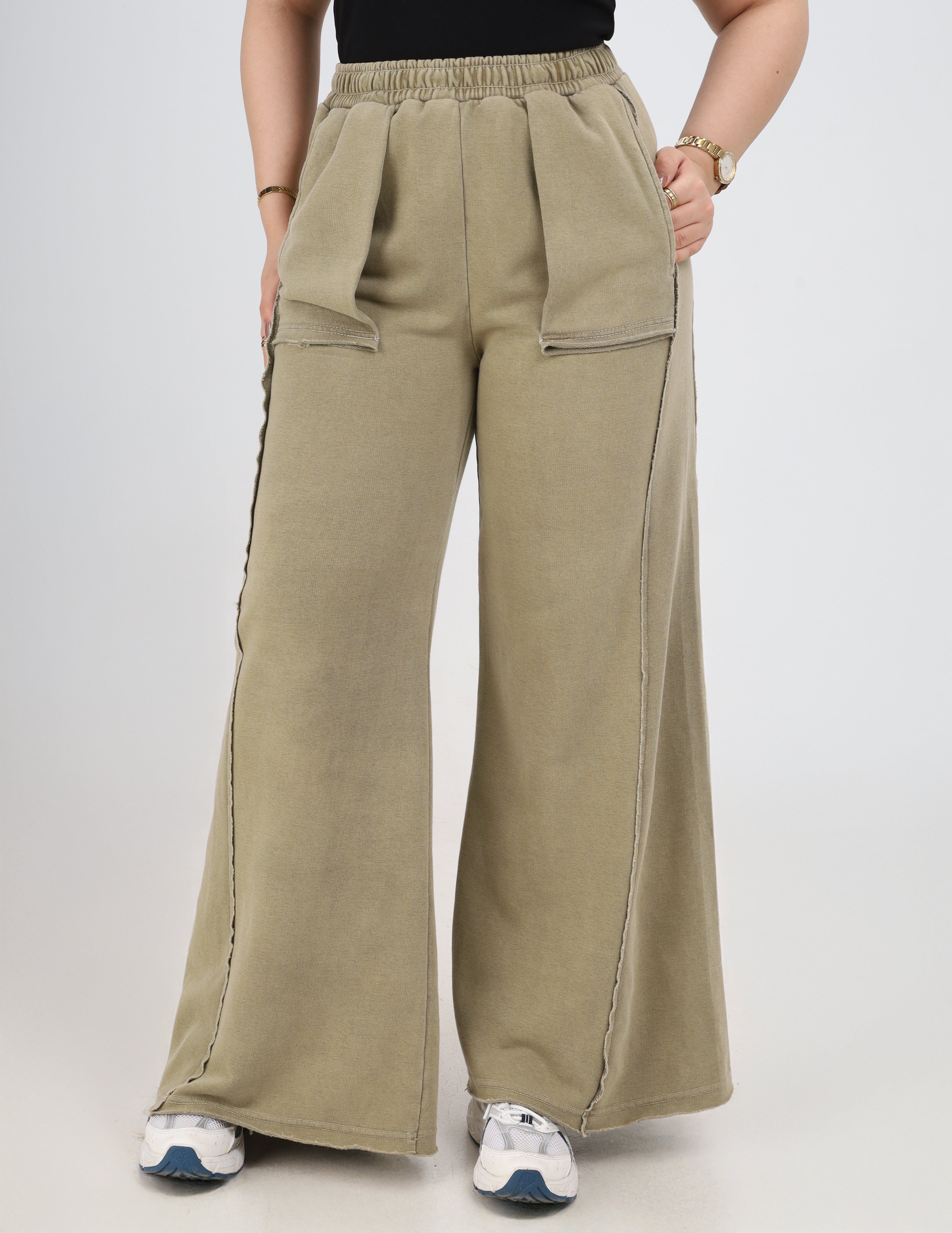 Elastic Waist Melton Pants w17018531