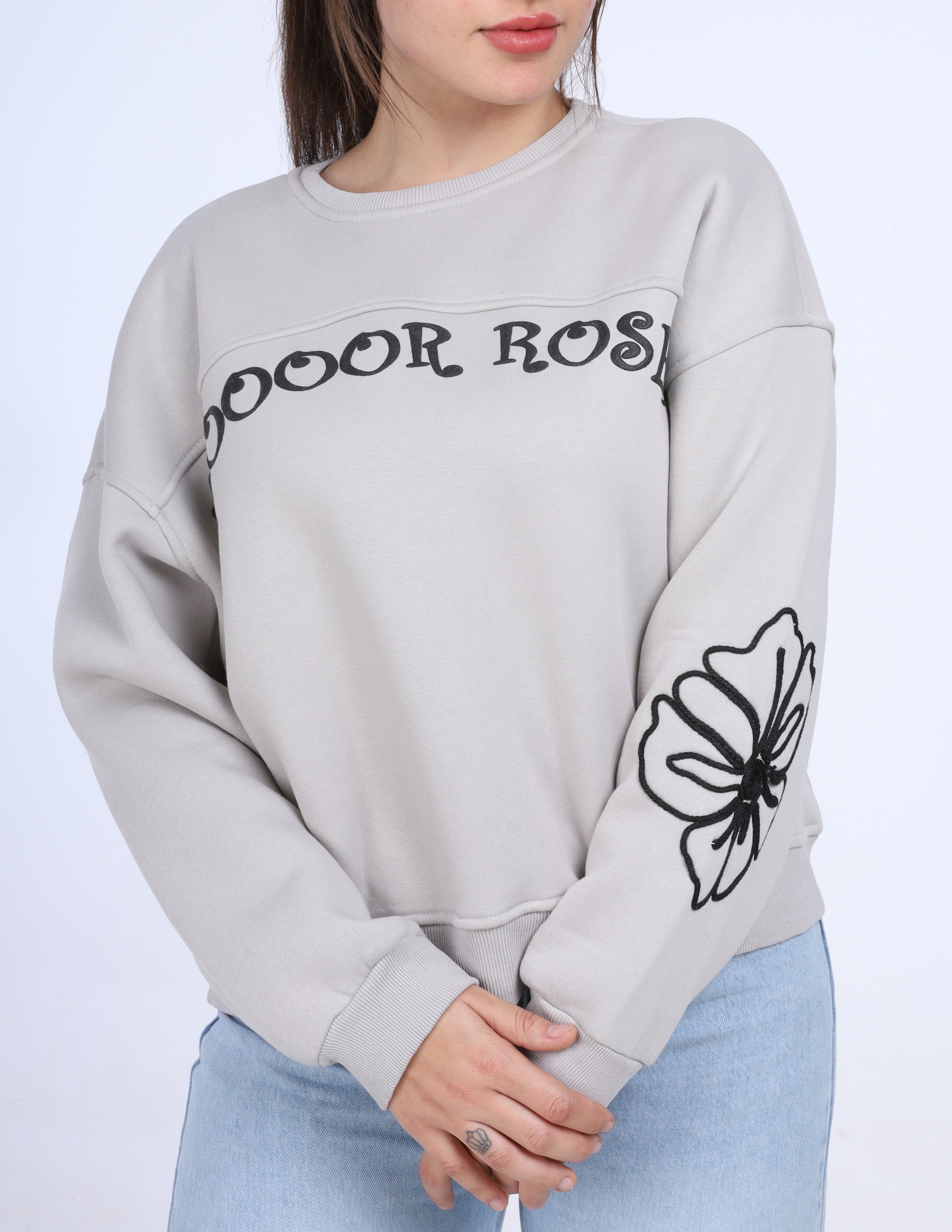Embroidered Graphic Cozy Sweatshirt w17018603