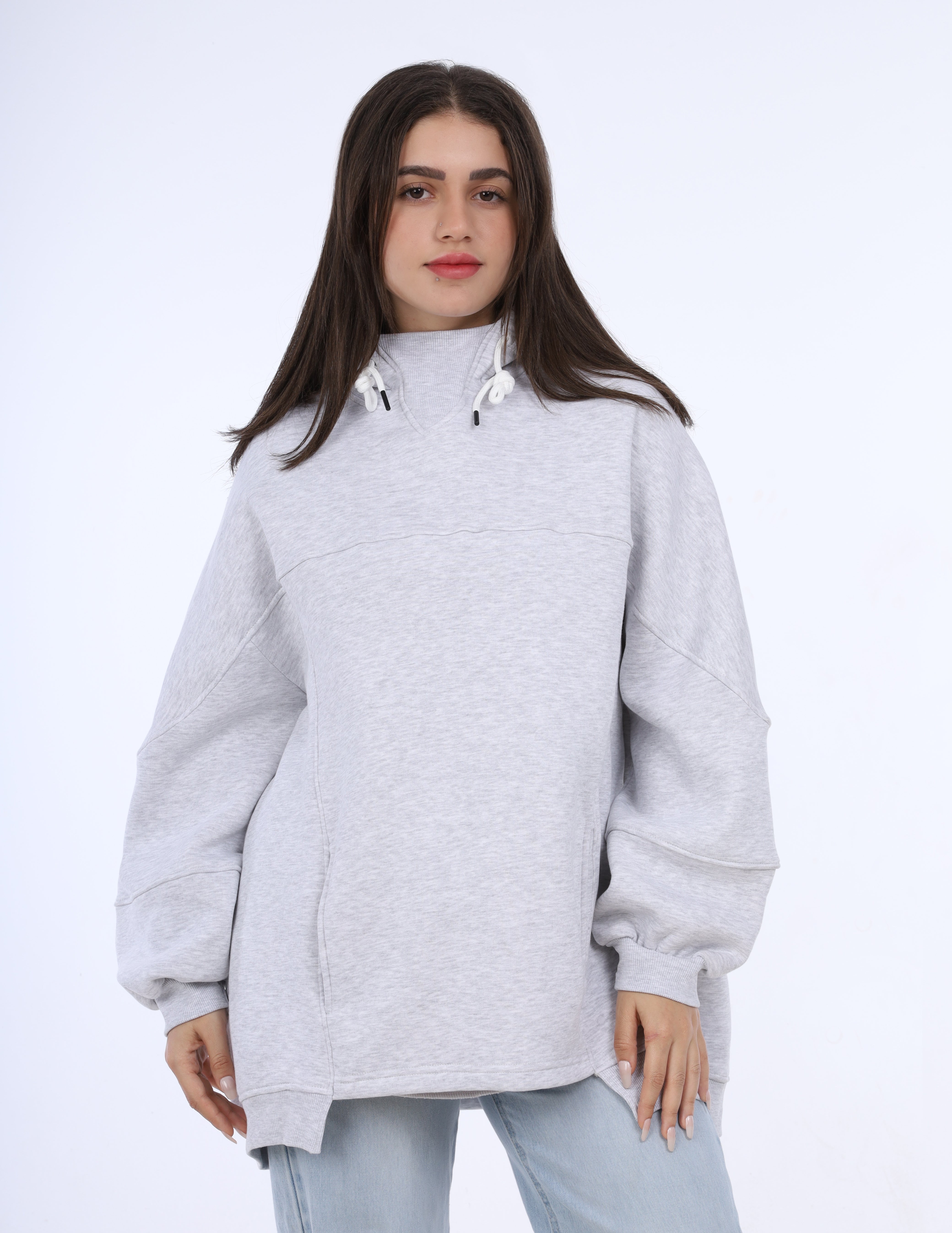 Oversized Hoodie with Side Slits w17018616