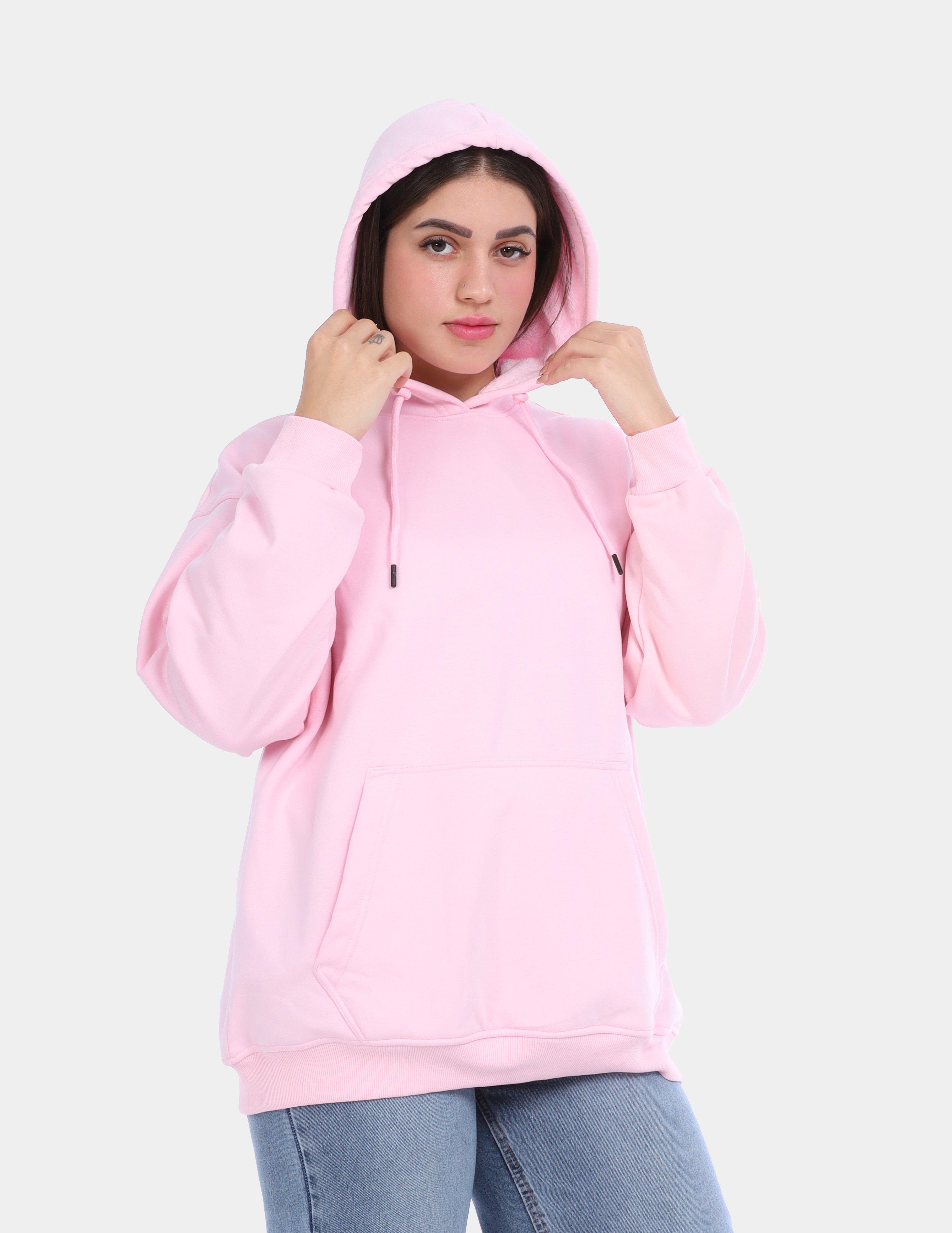 Basic Hoodie with Hood and Pocket w17018689