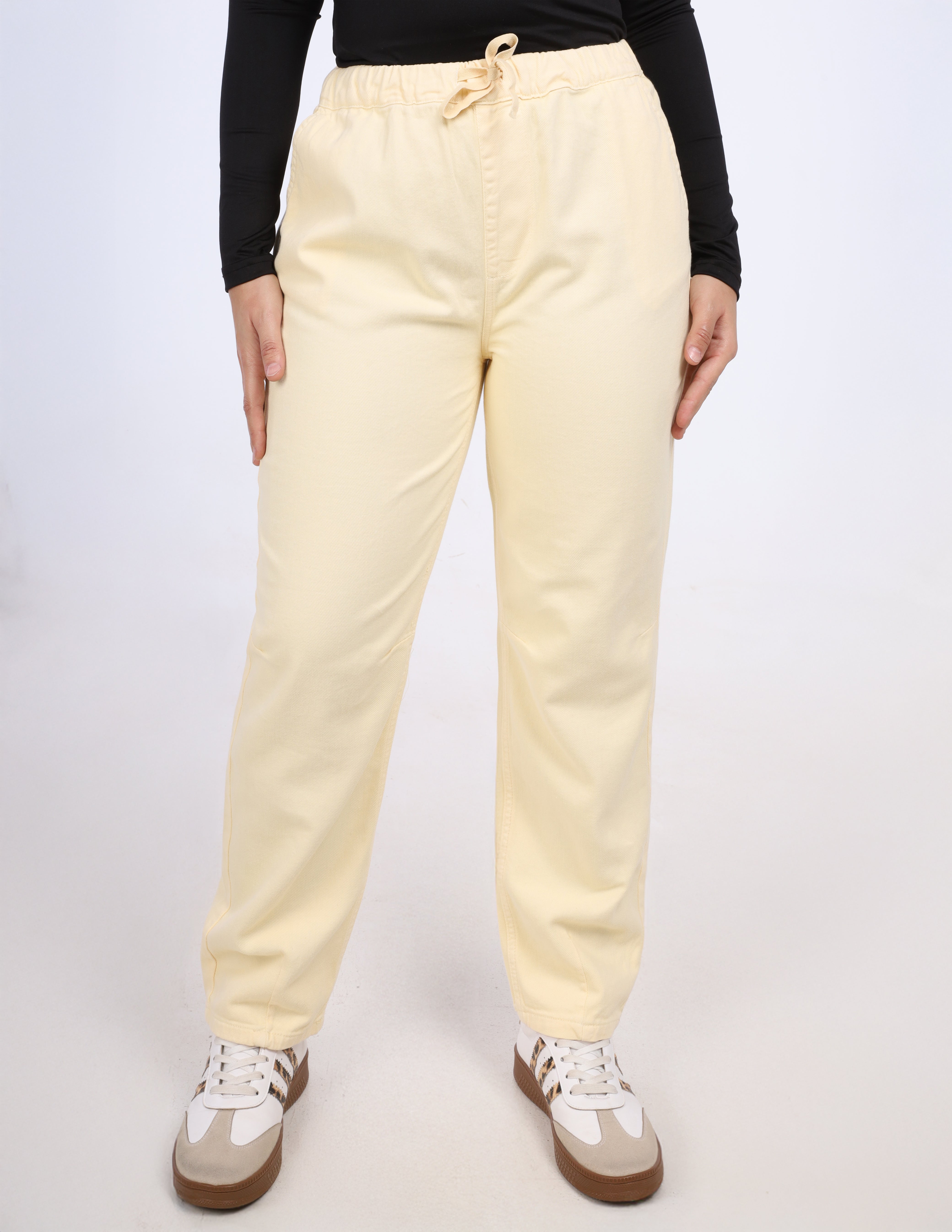 Yellow Regular Fit Pants with Elastic Waist w1706773
