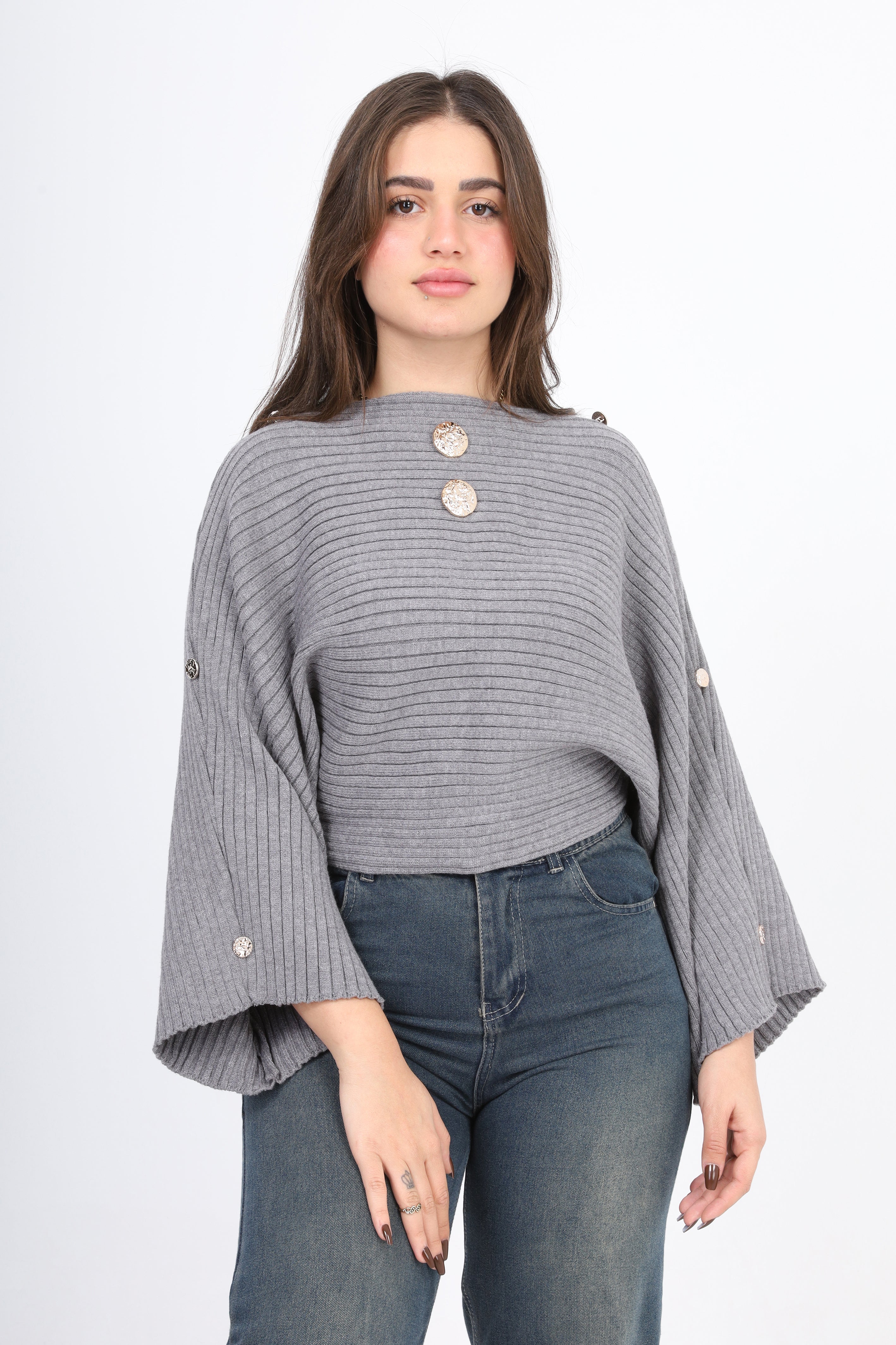 Cropped Blouse with Wide Sleeves w17504022