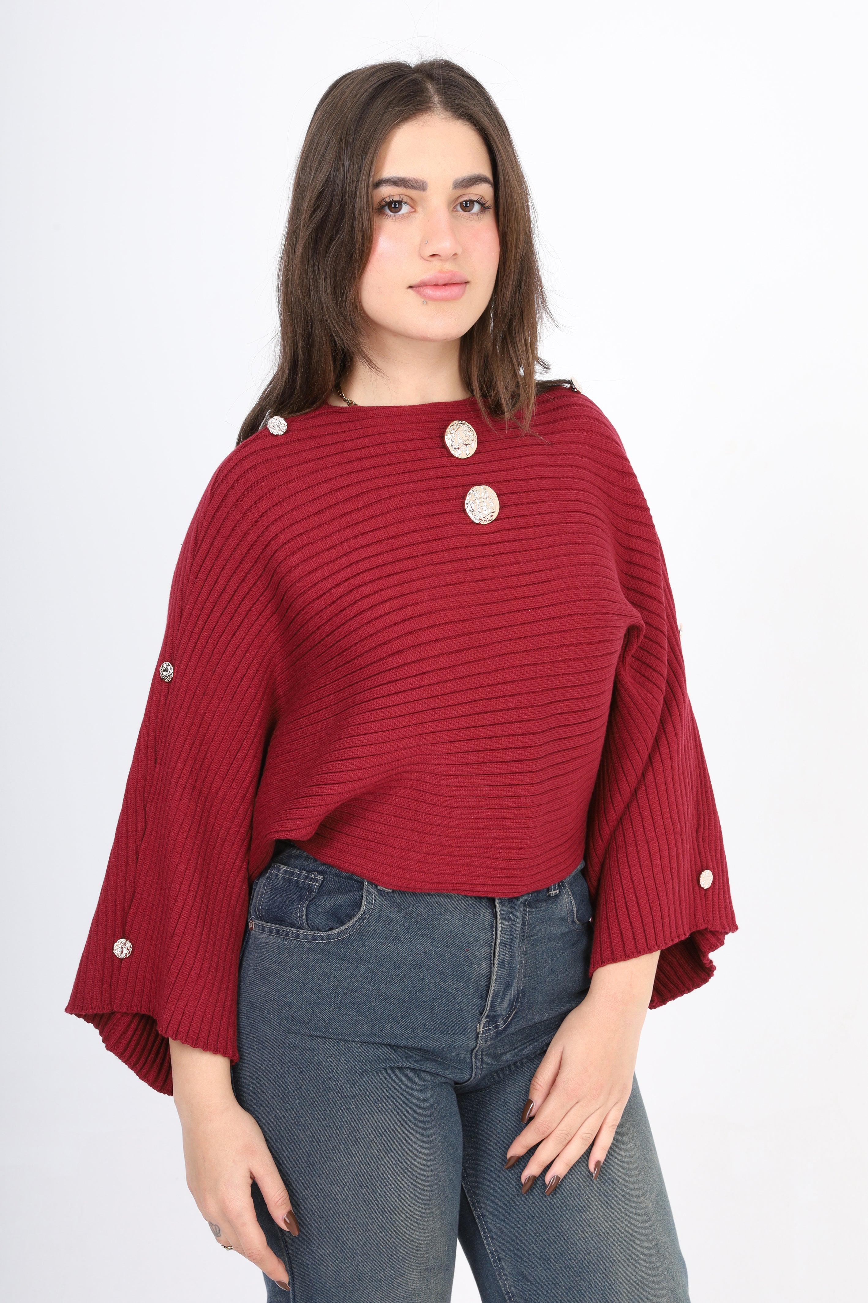 Cropped Blouse with Wide Sleeves w17504022