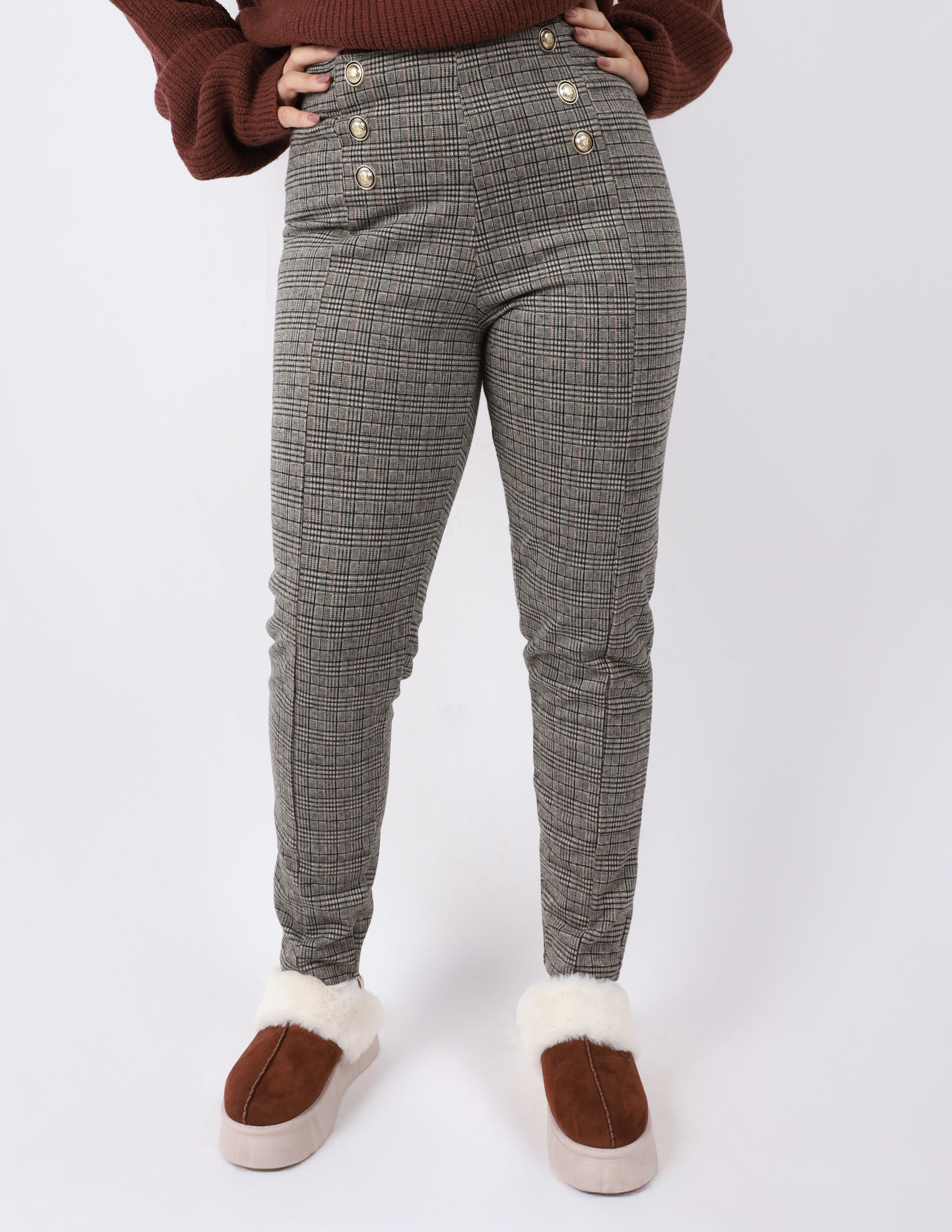 High-Waisted Plaid Print Stretch Leggings w17507012/2