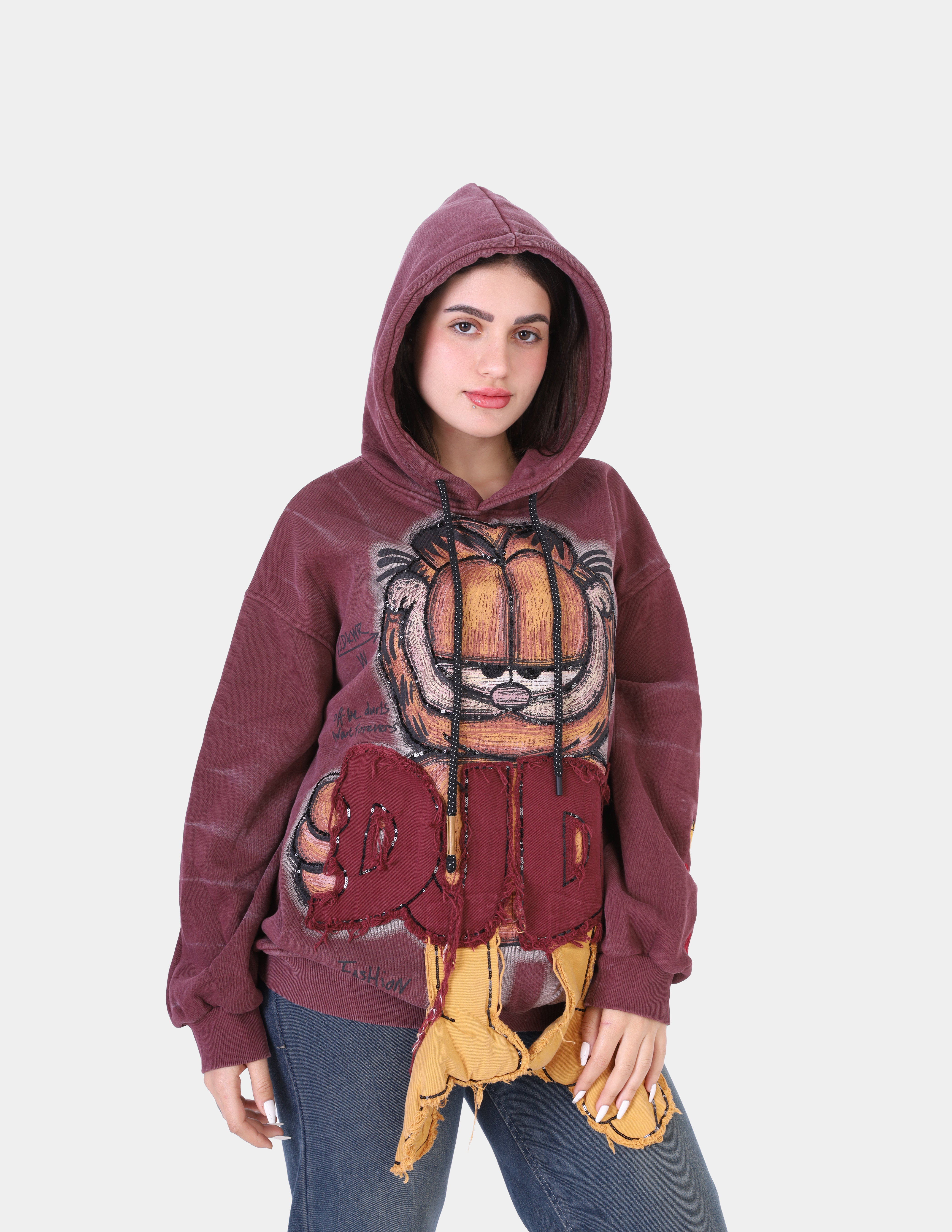 Cartoon Patch Detail Oversized Hoodie w175456529