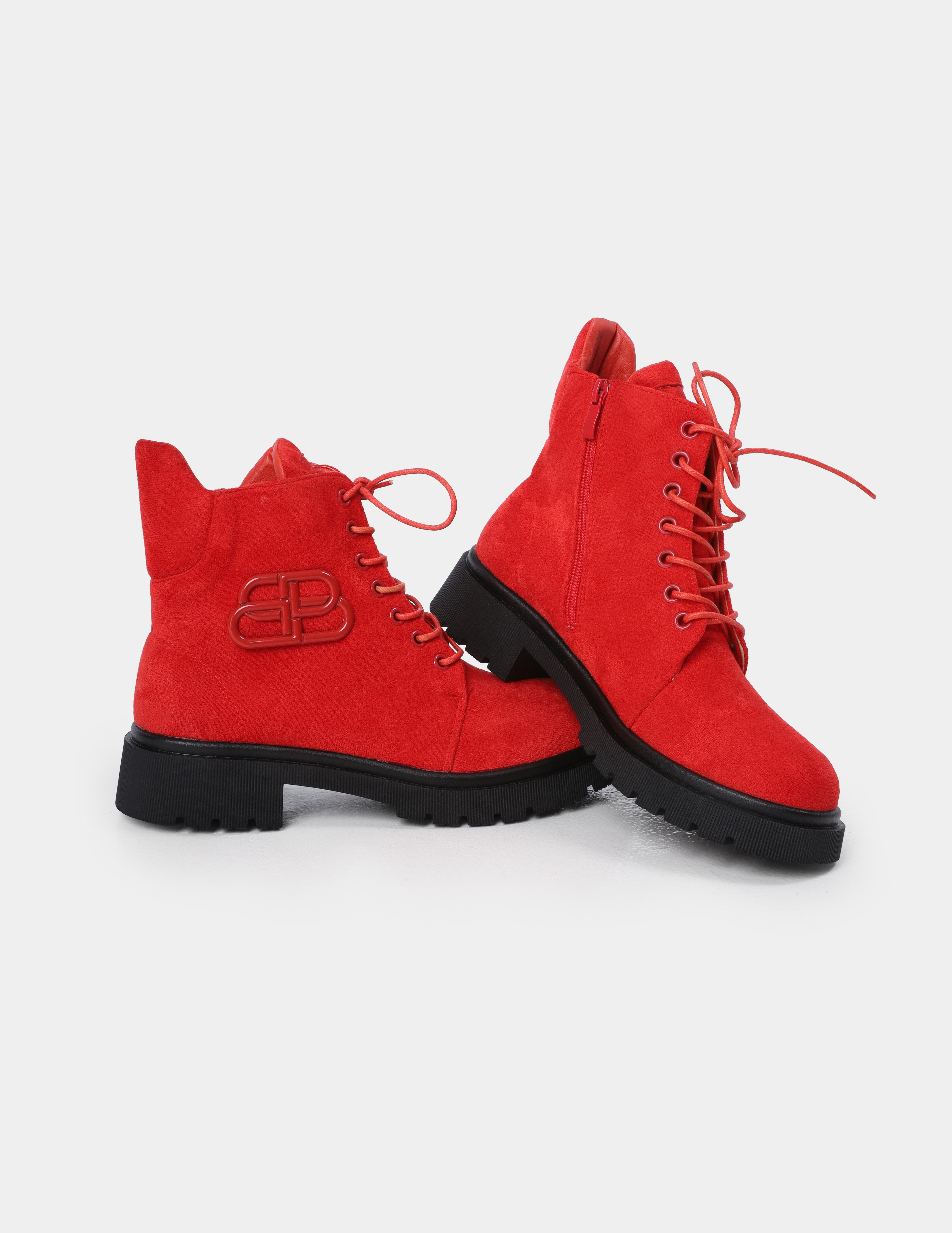 Suede Lace _Up Chunky Ankle Boots w1776m807