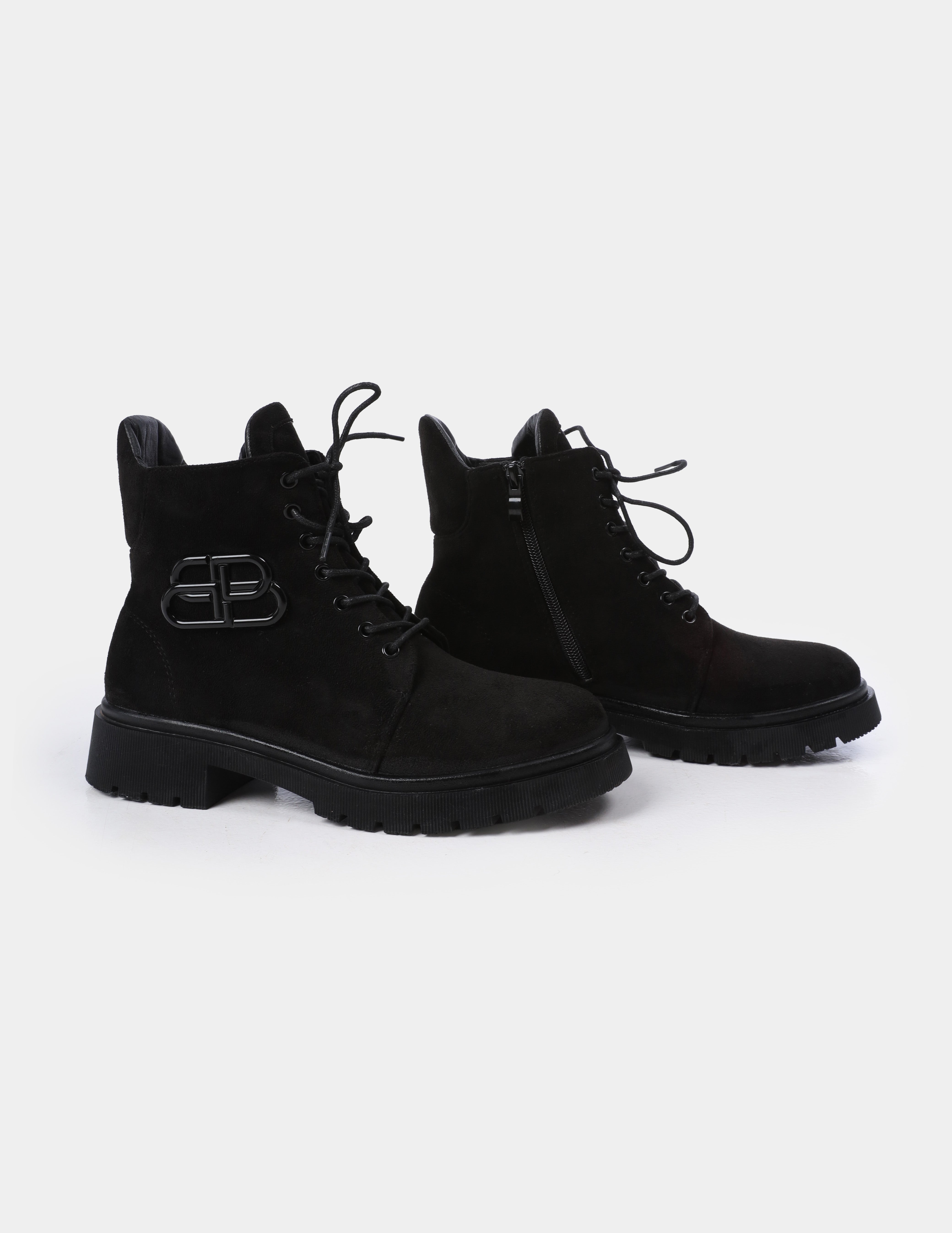 Suede Lace _Up Chunky Ankle Boots w1776m807