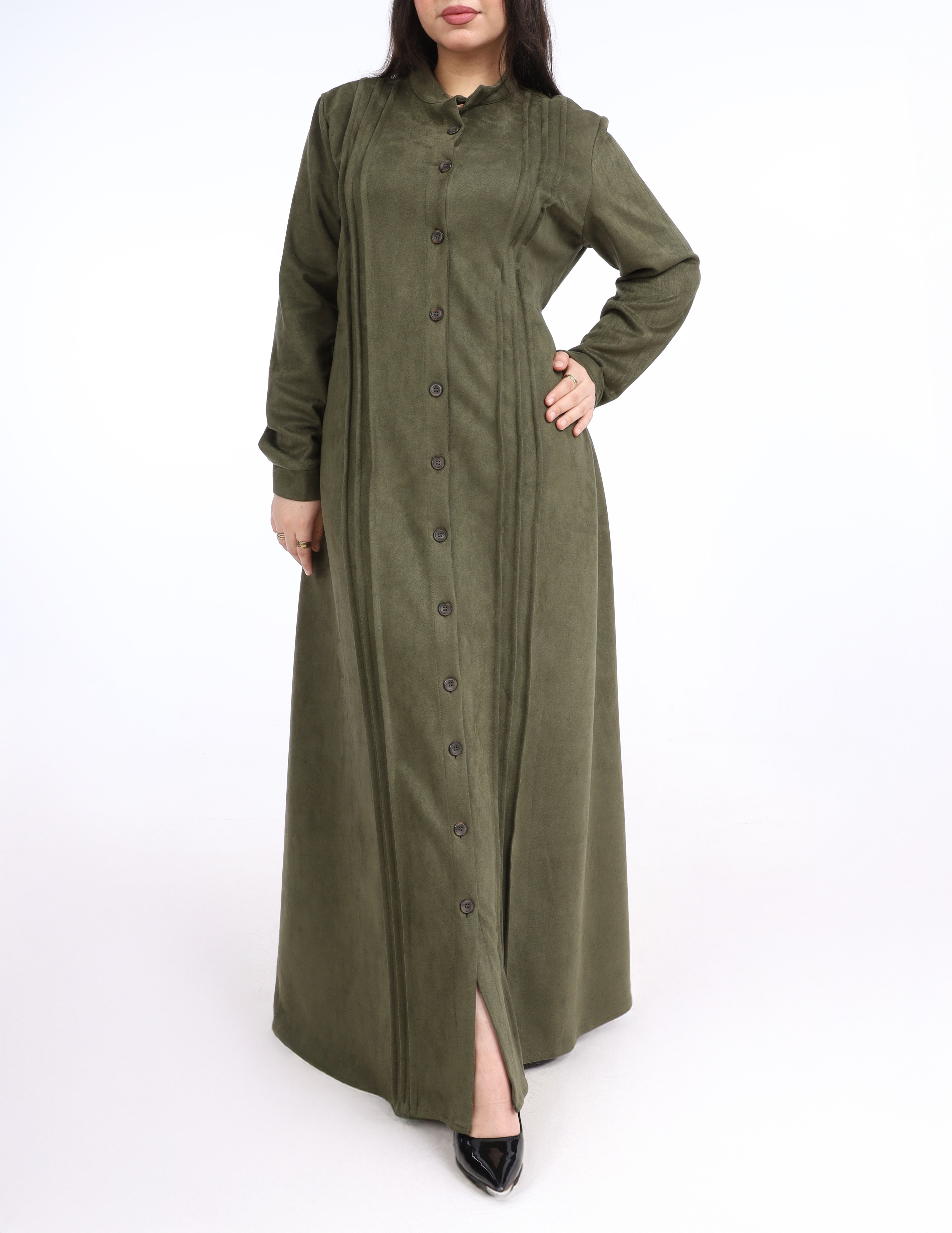 Suede Button Down Maxi Dress w914602