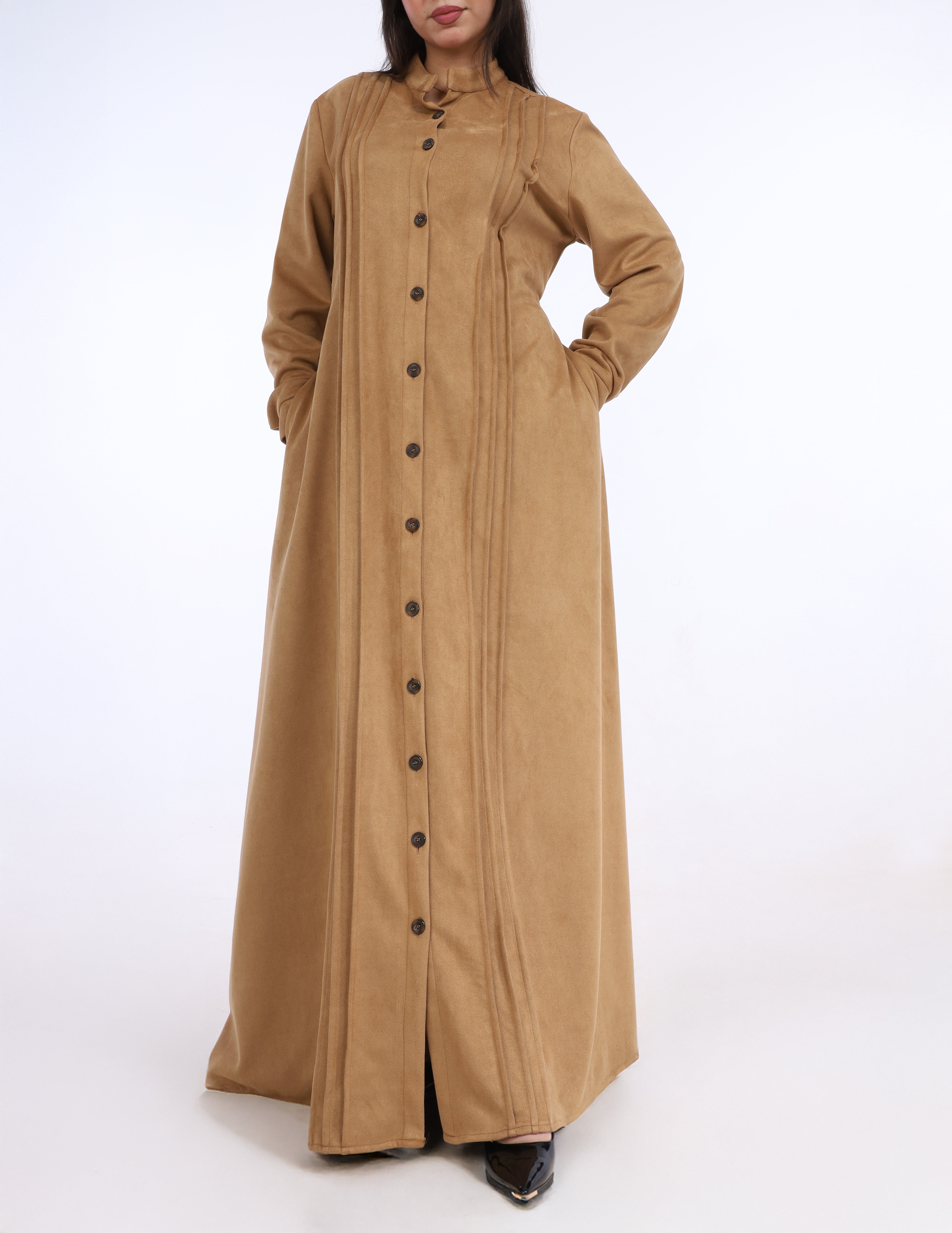 Suede Button Down Maxi Dress w914602
