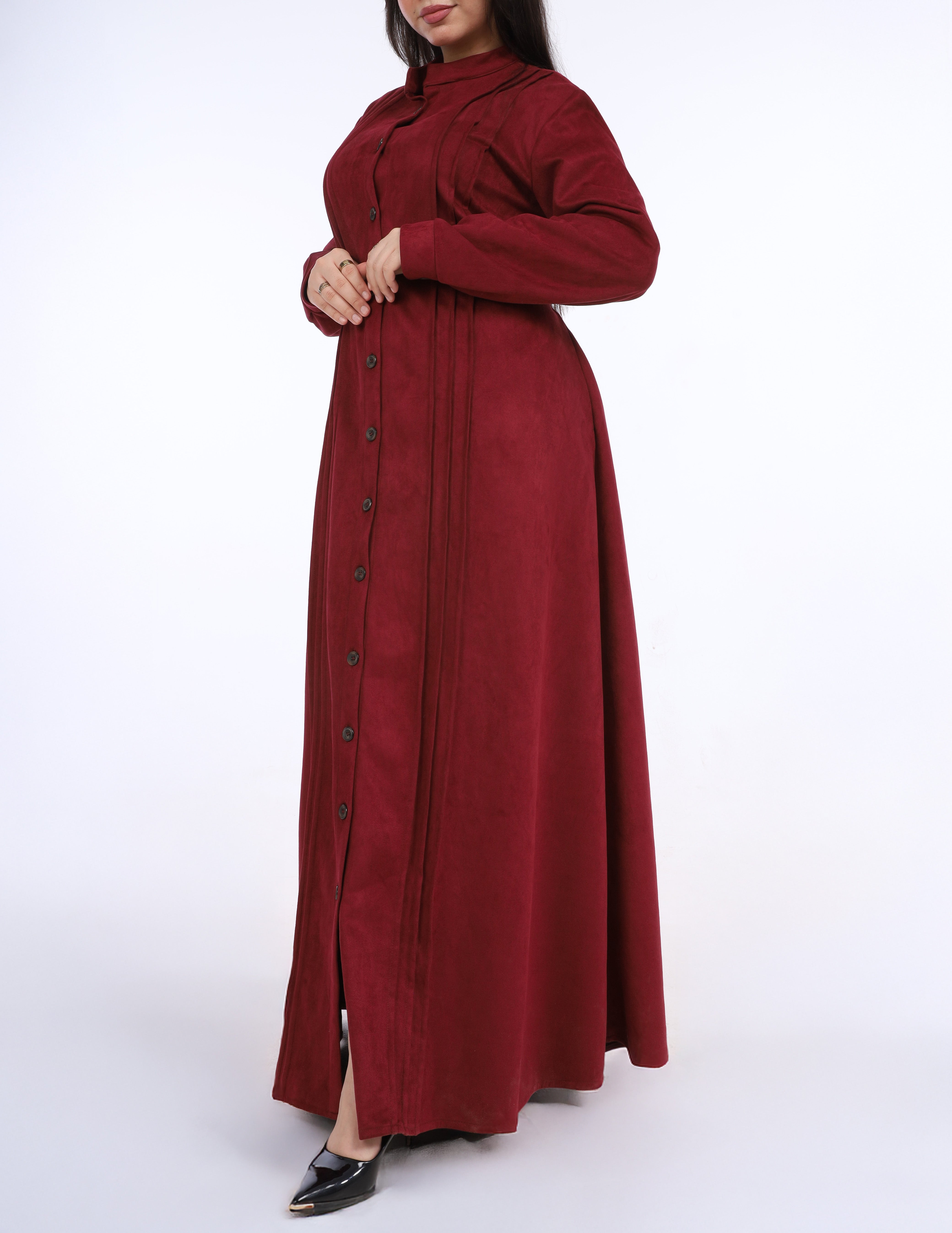 Suede Button Down Maxi Dress w914602