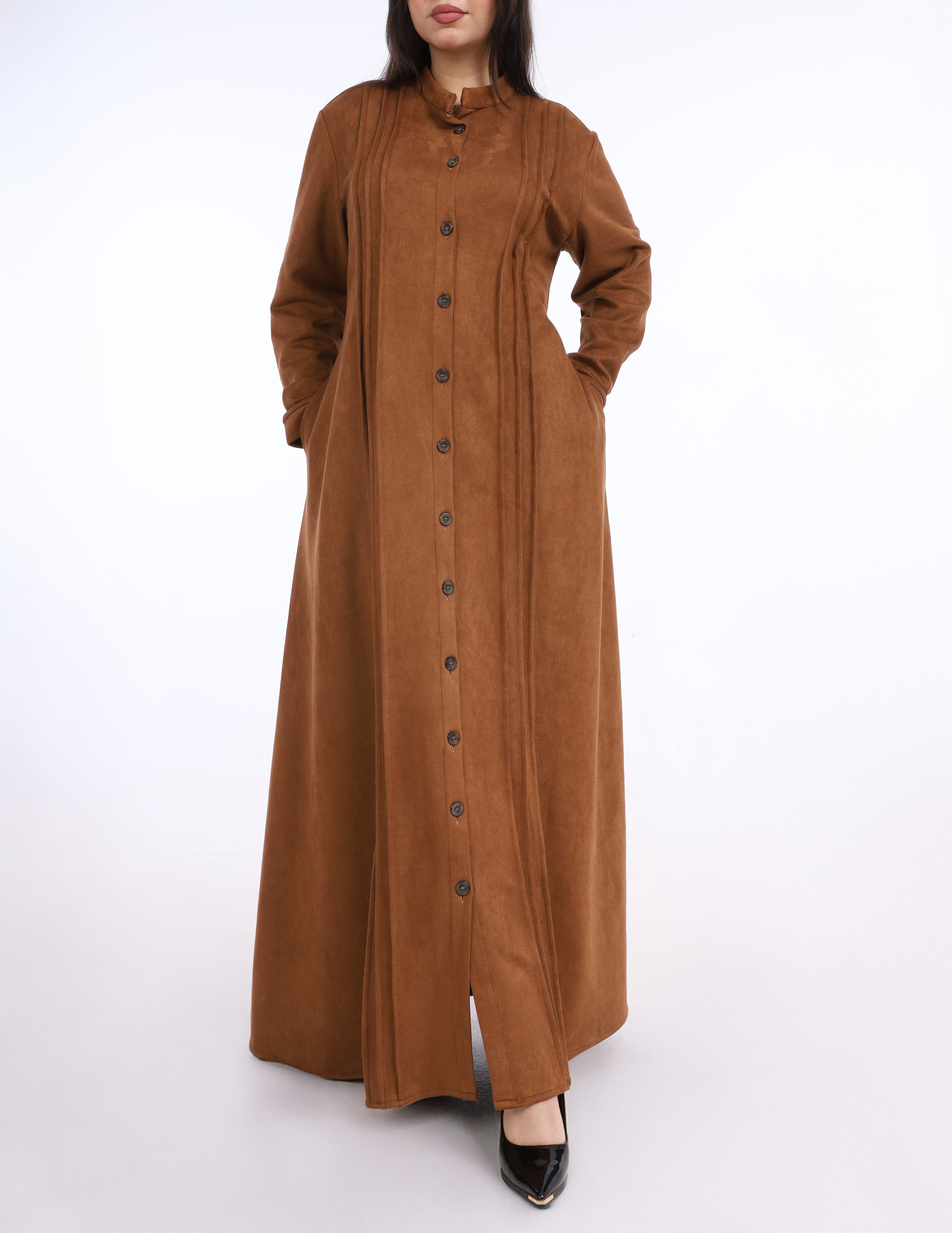 Suede Button Down Maxi Dress w914602
