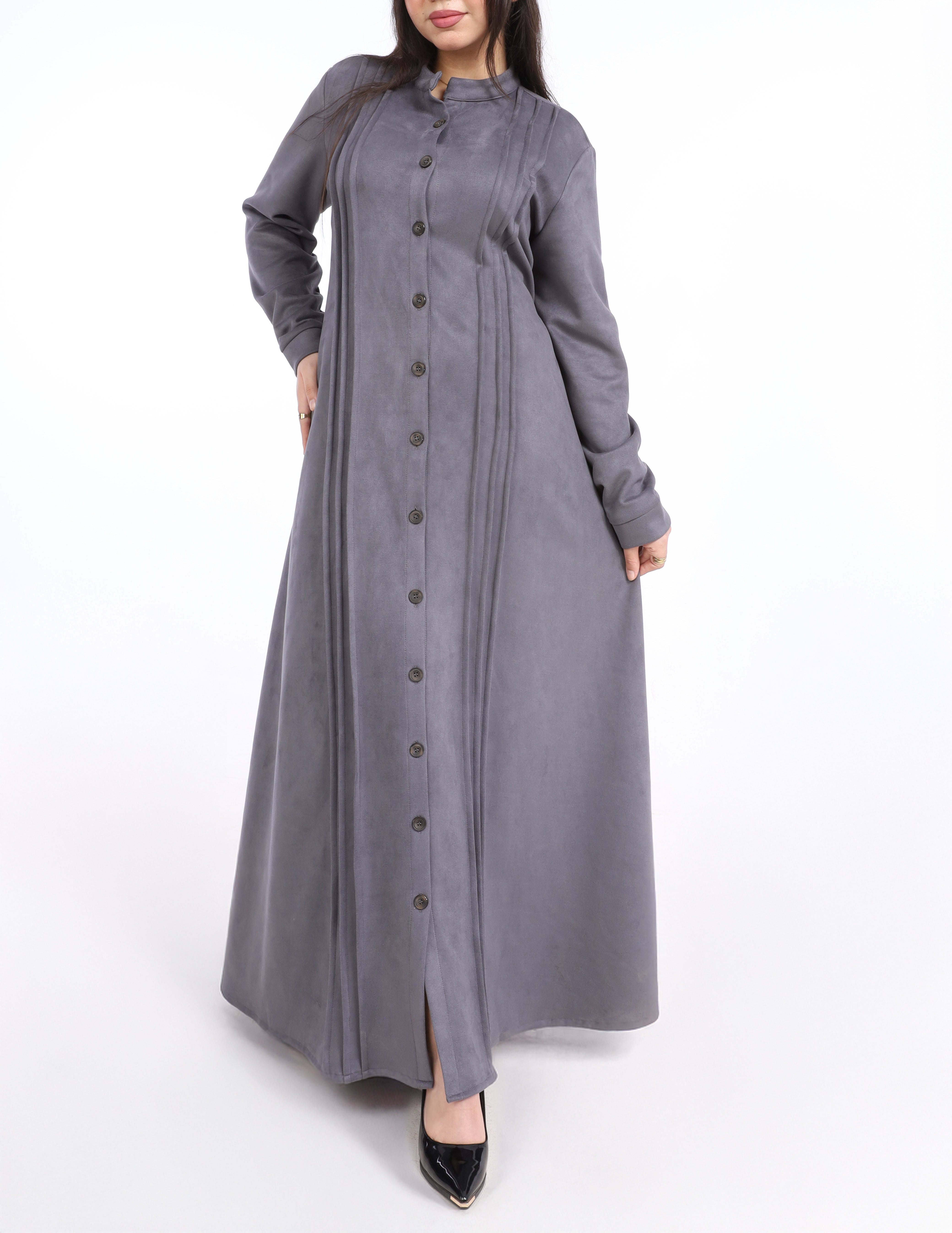 Suede Button Down Maxi Dress w914602