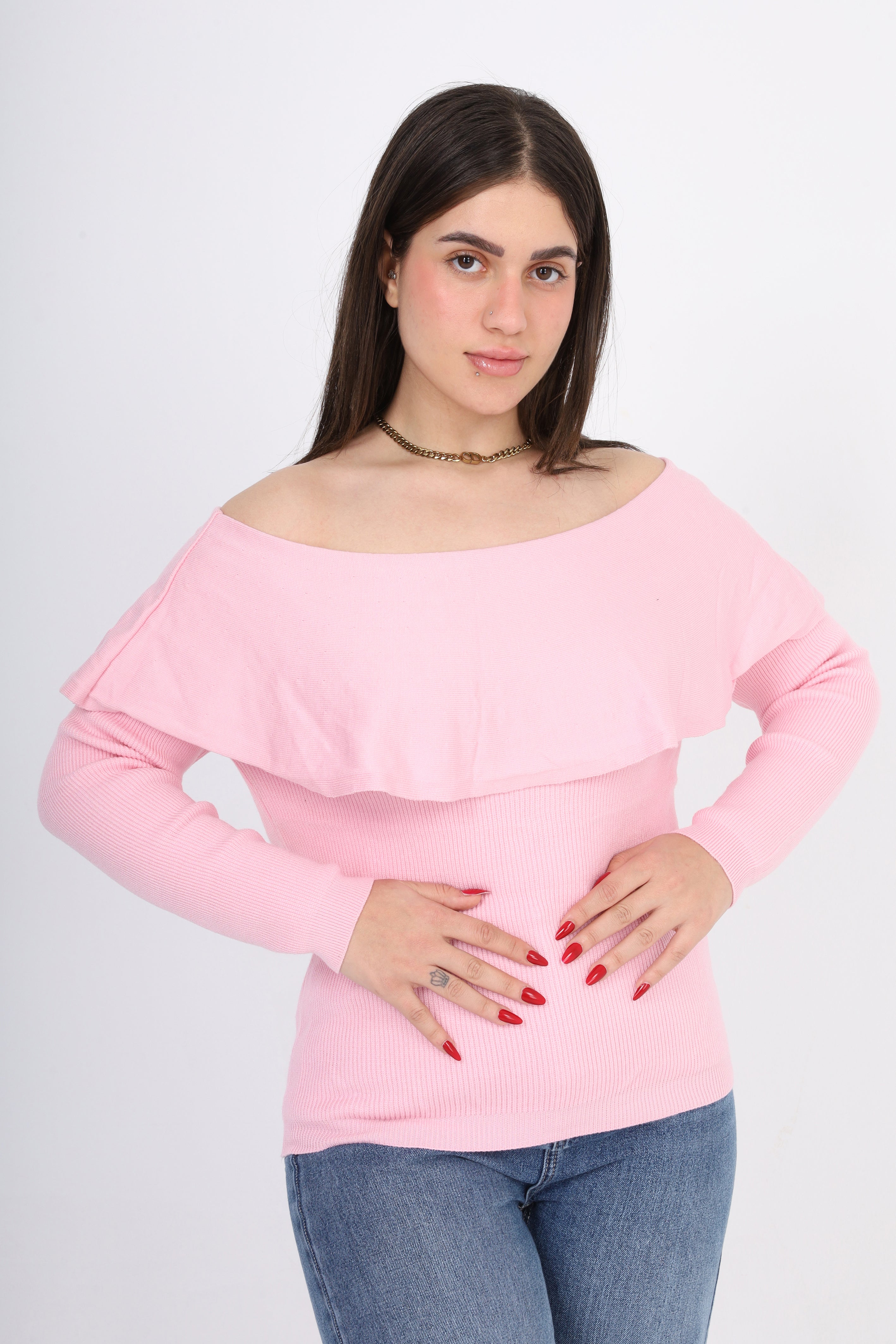 Off-Shoulder Knitted Sweater w995B001