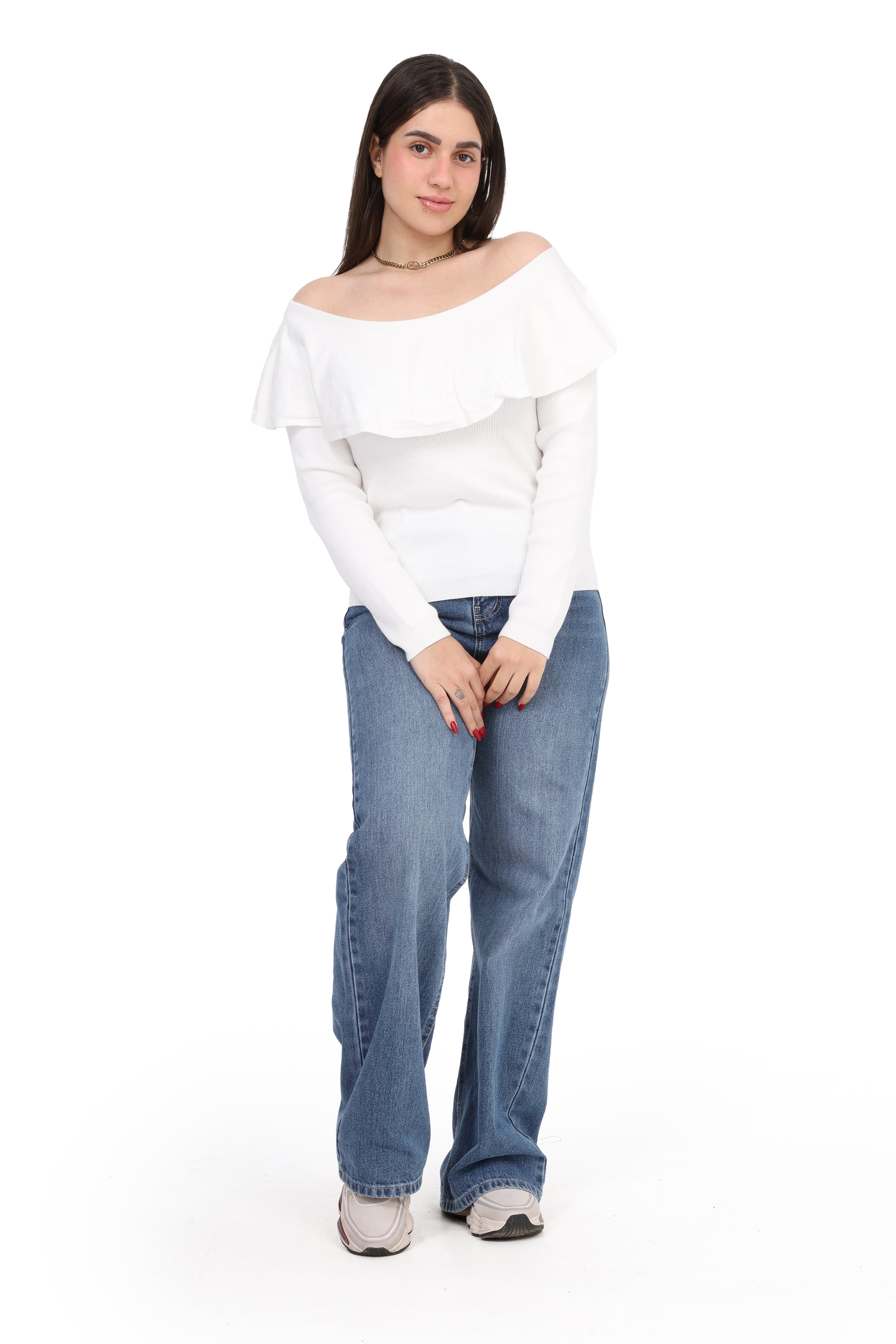 Off-Shoulder Knitted Sweater w995B001