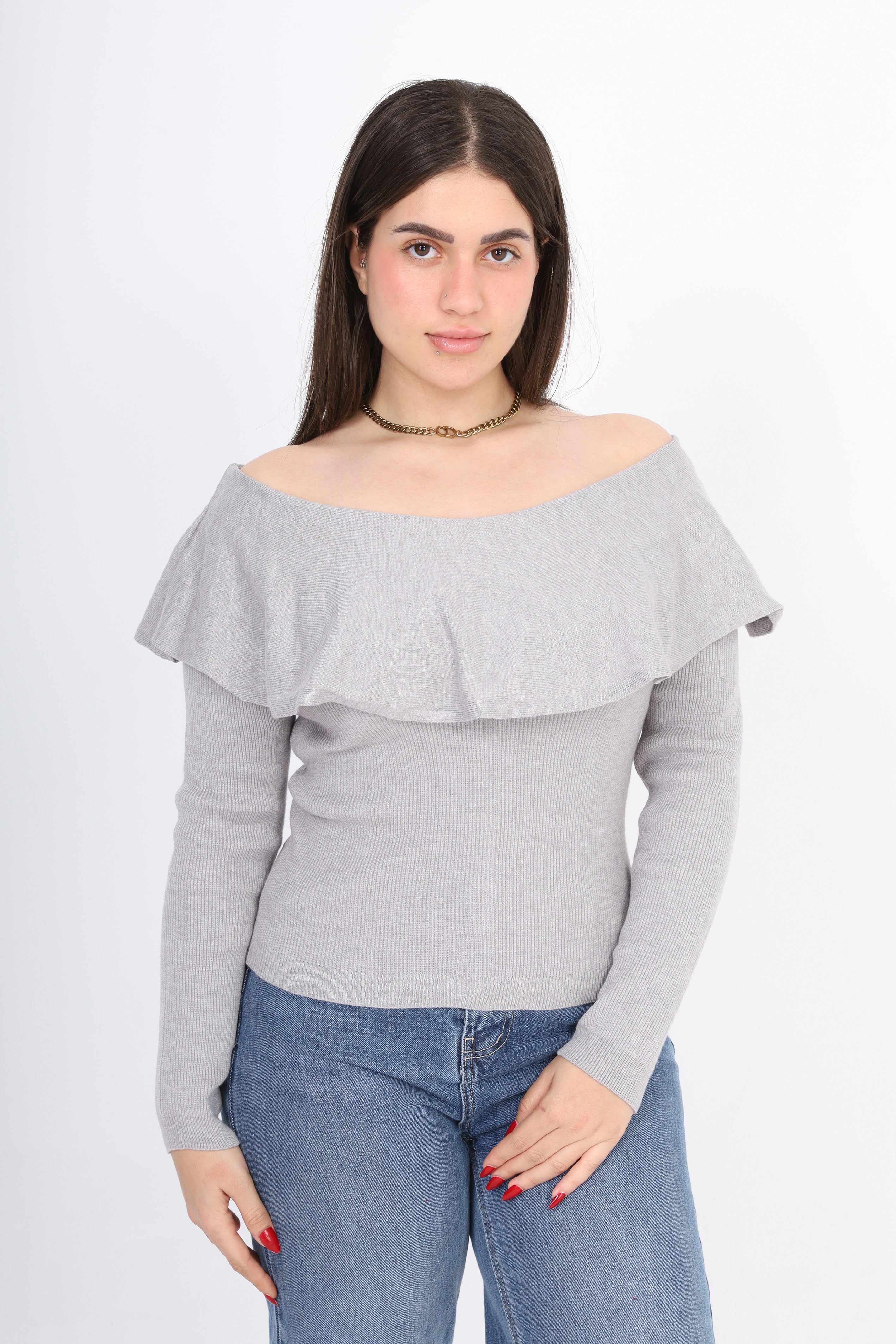 Off-Shoulder Knitted Sweater w995B001