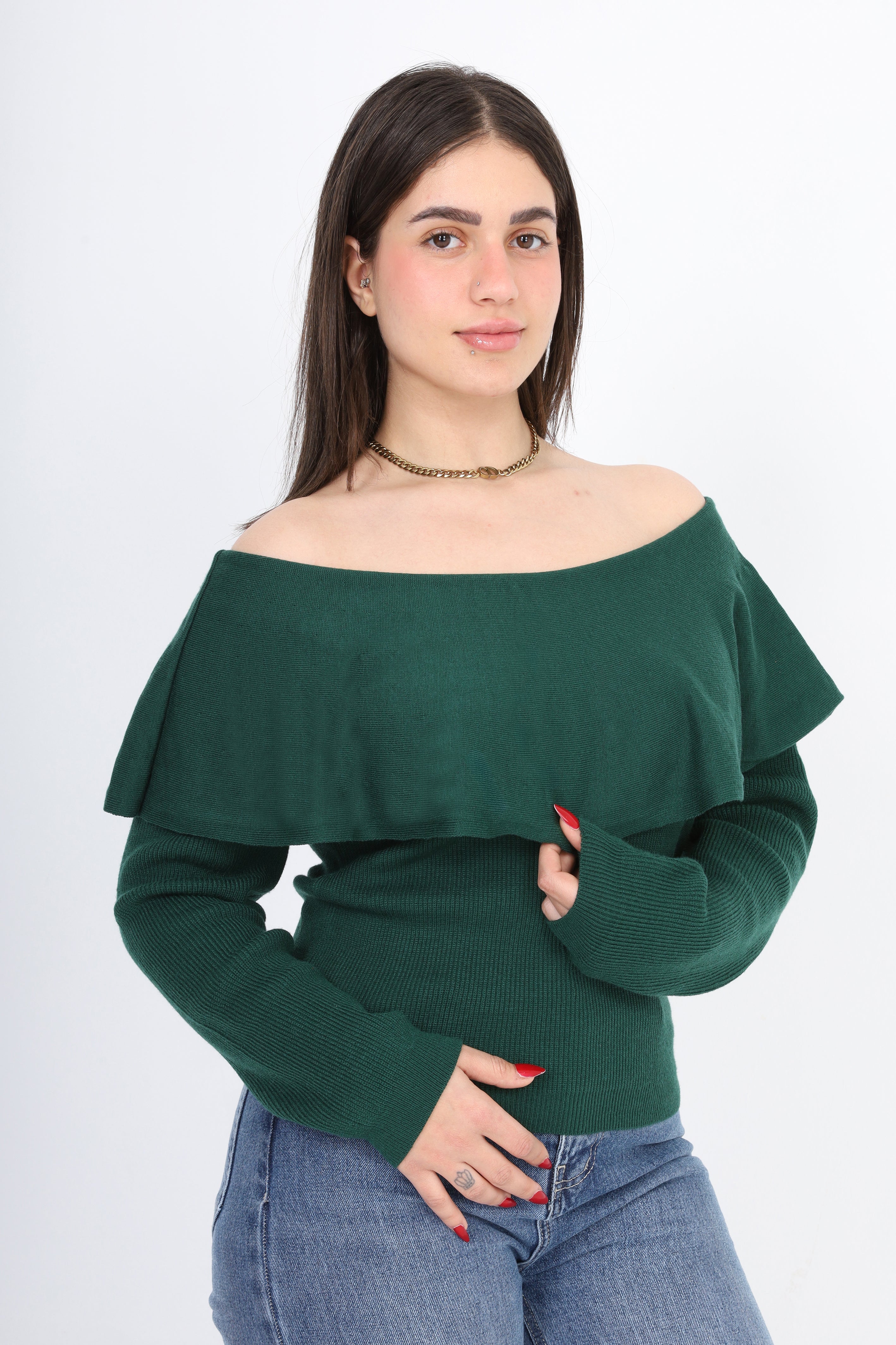 Off-Shoulder Knitted Sweater w995B001