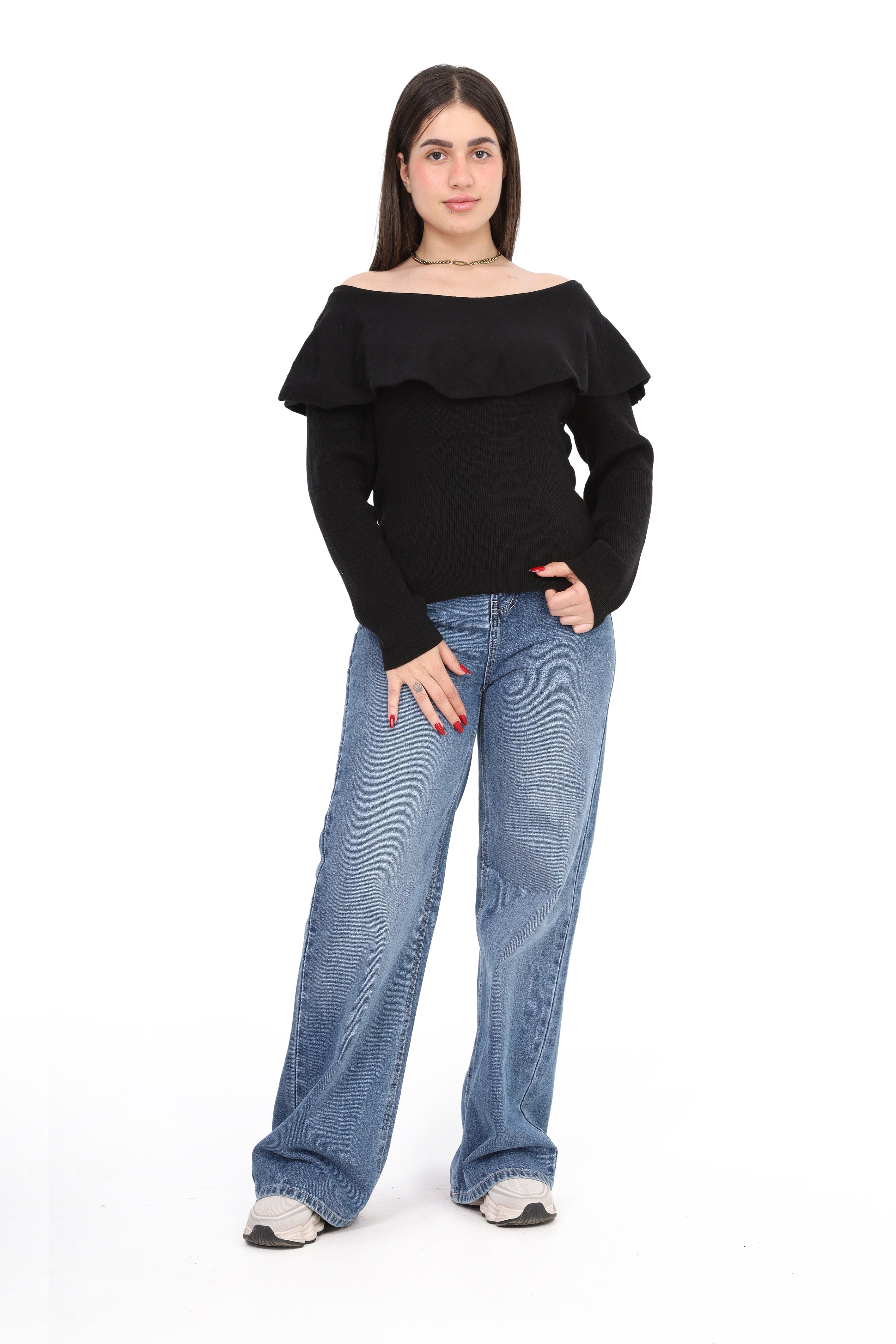 Off-Shoulder Knitted Sweater w995B001
