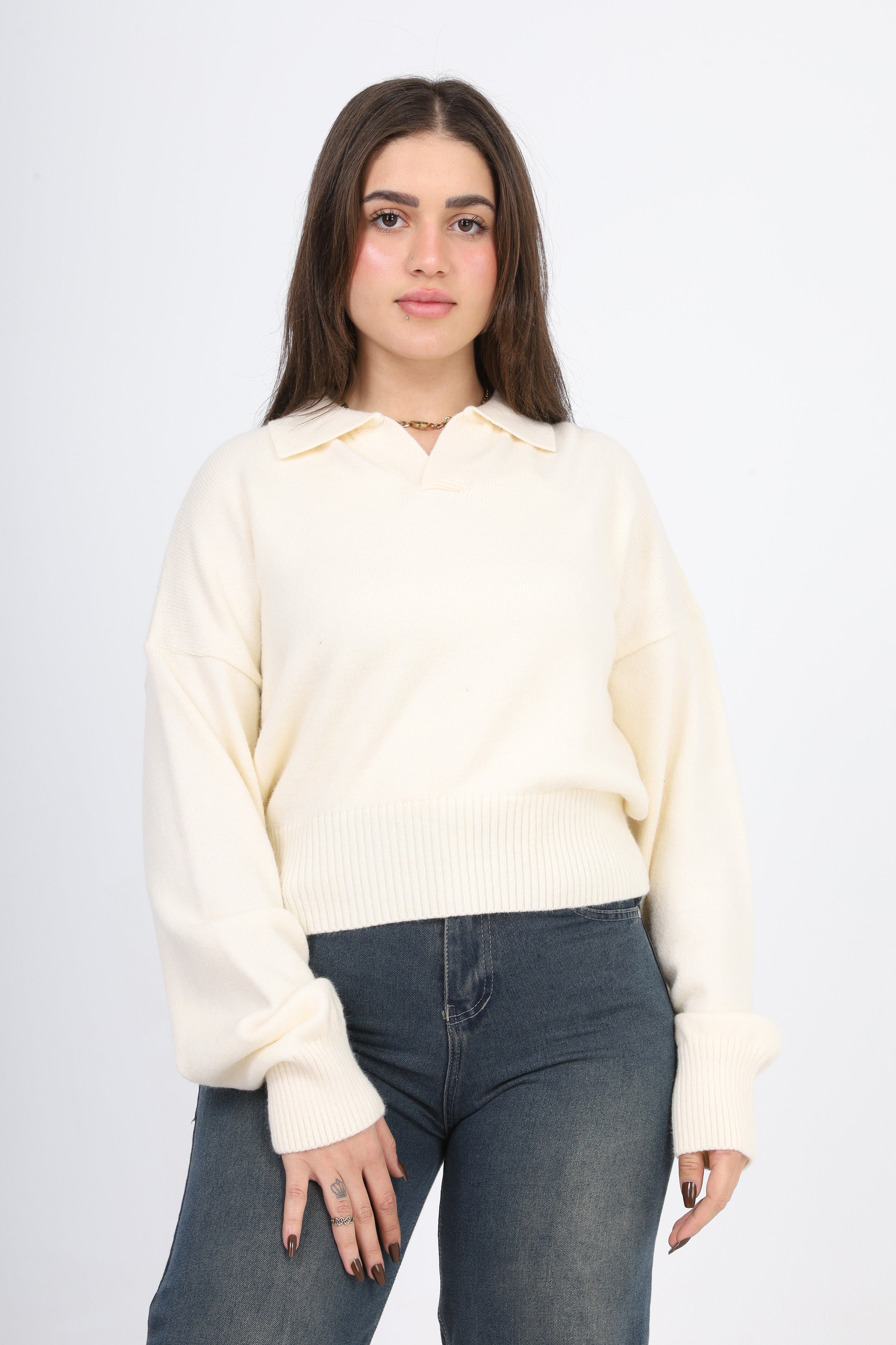 Cropped Knit Sweater w995B024