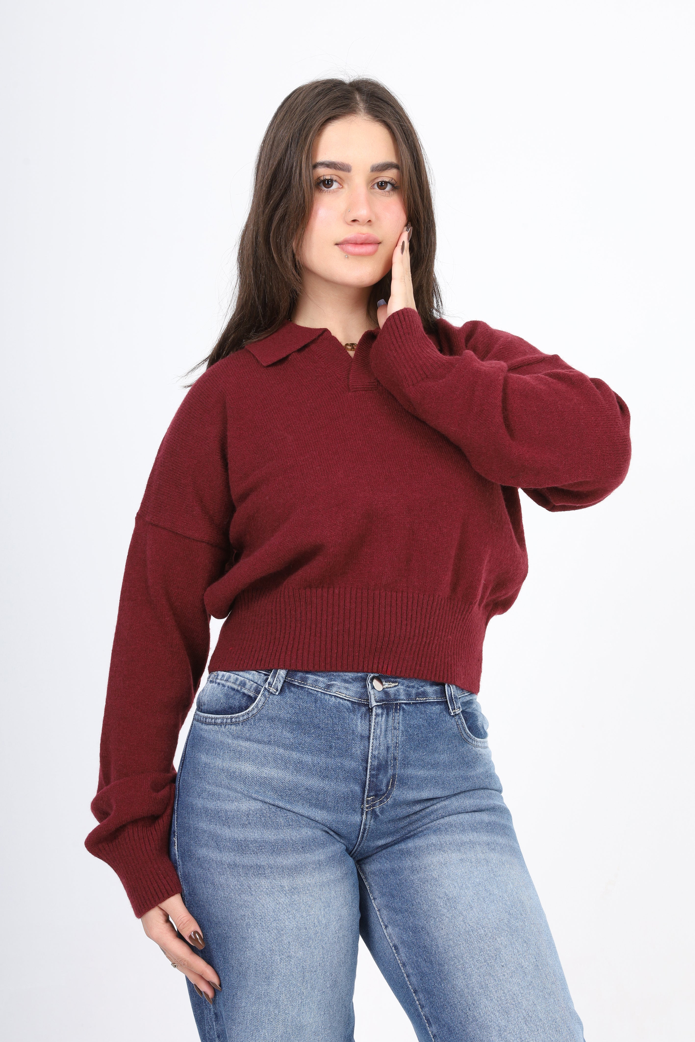 Cropped Knit Sweater w995B024