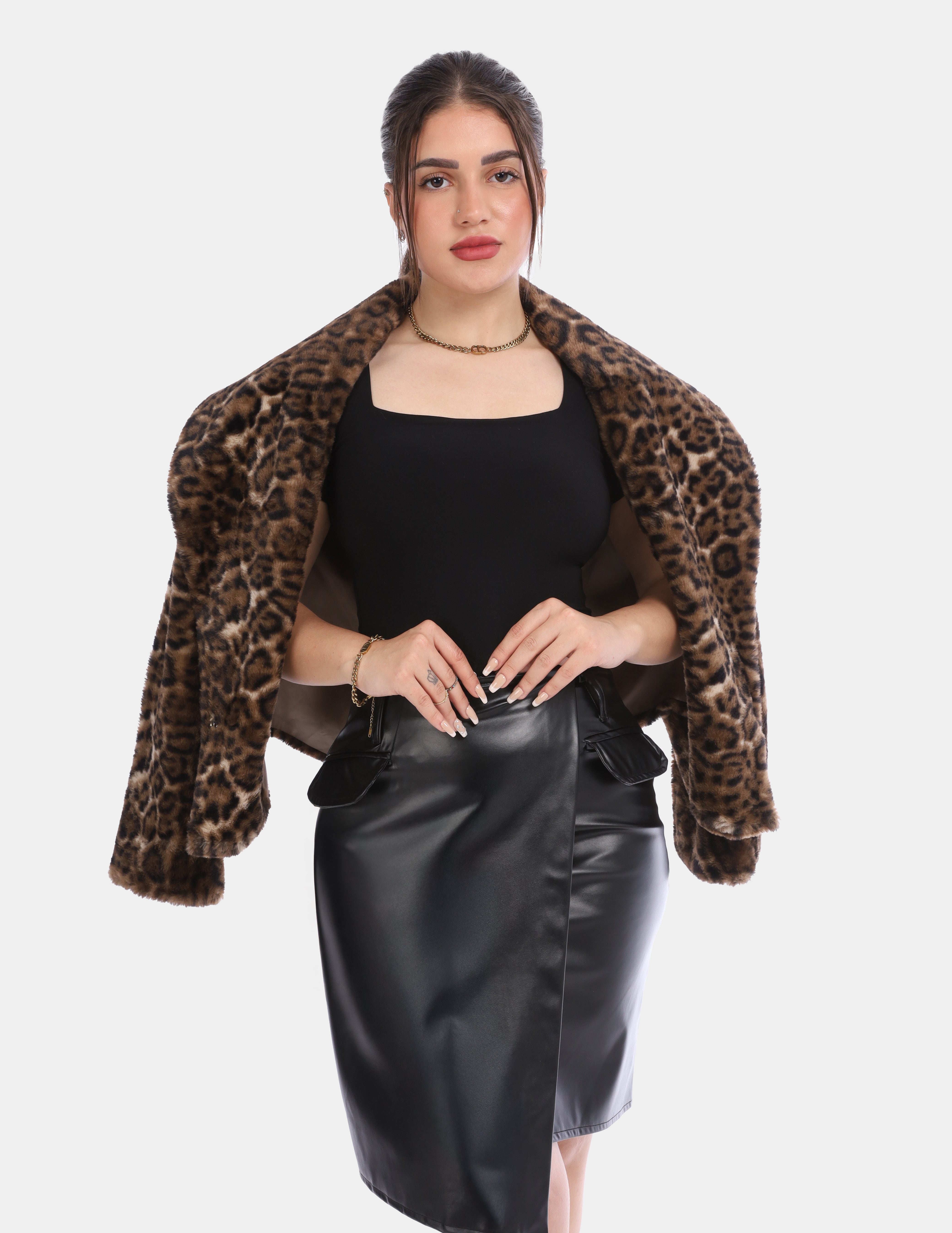 Leopard Print Faux Fur Jacket w17010056
